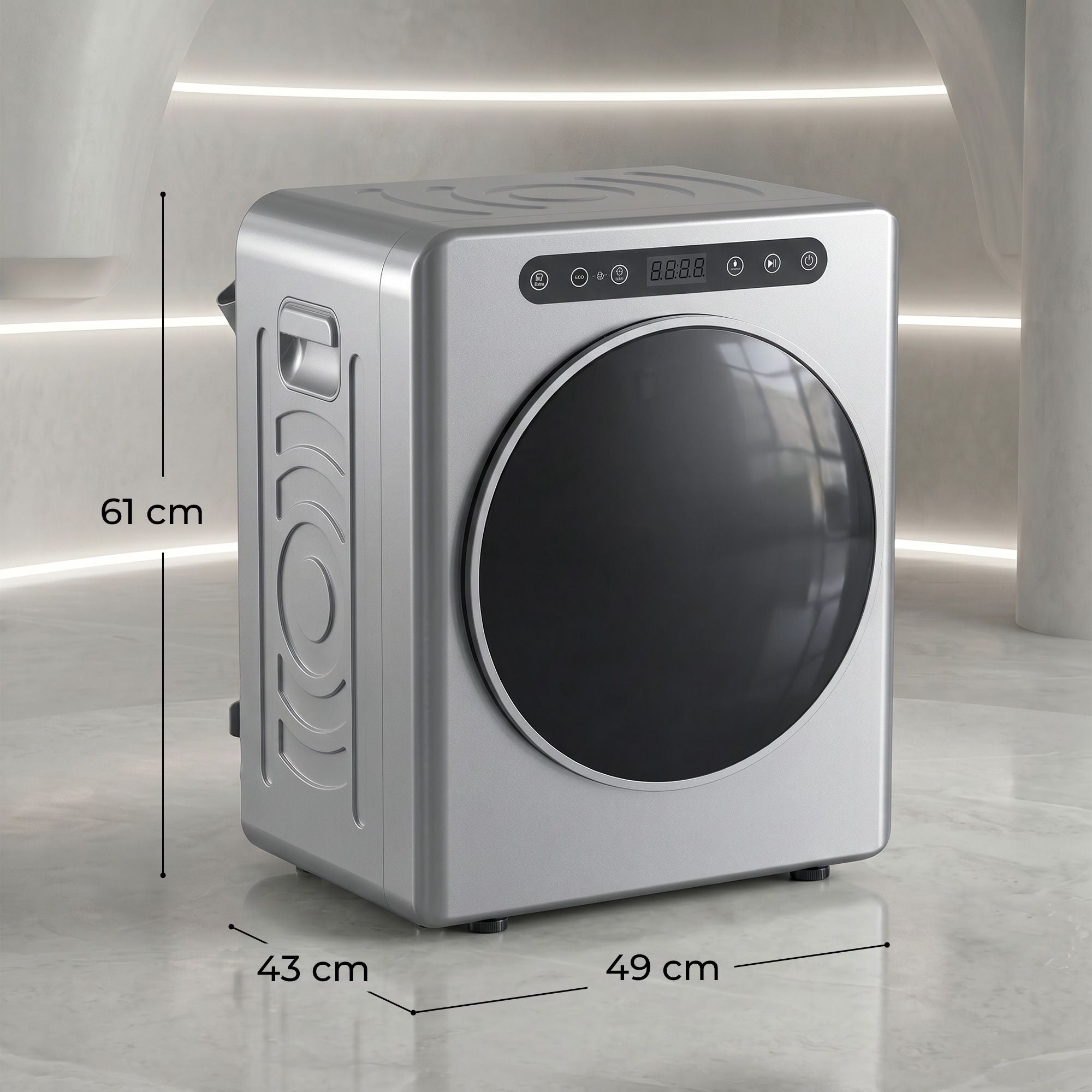 Ventilerad torktumlare 5 kg, 1000 W, kompakt, silver