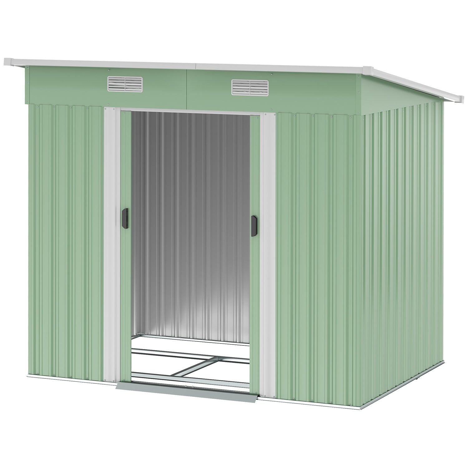 Verktygsbod i metall 2,3 m² 207 x 130 x 182 cm med takfönster golvram grön
