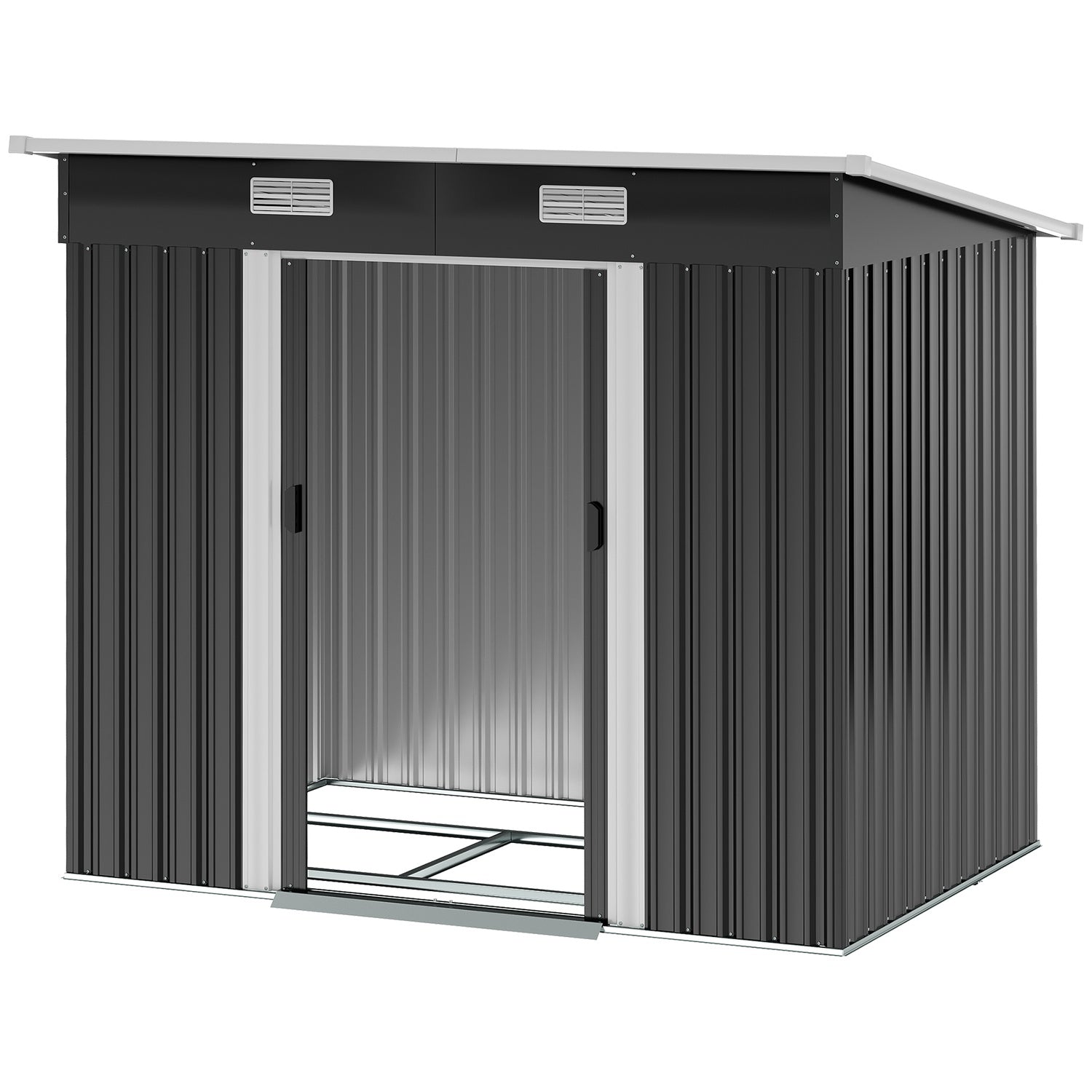 Verktygsbod i metall 2,3 m² 207 x 130 x 182 cm med takfönster golvram svart