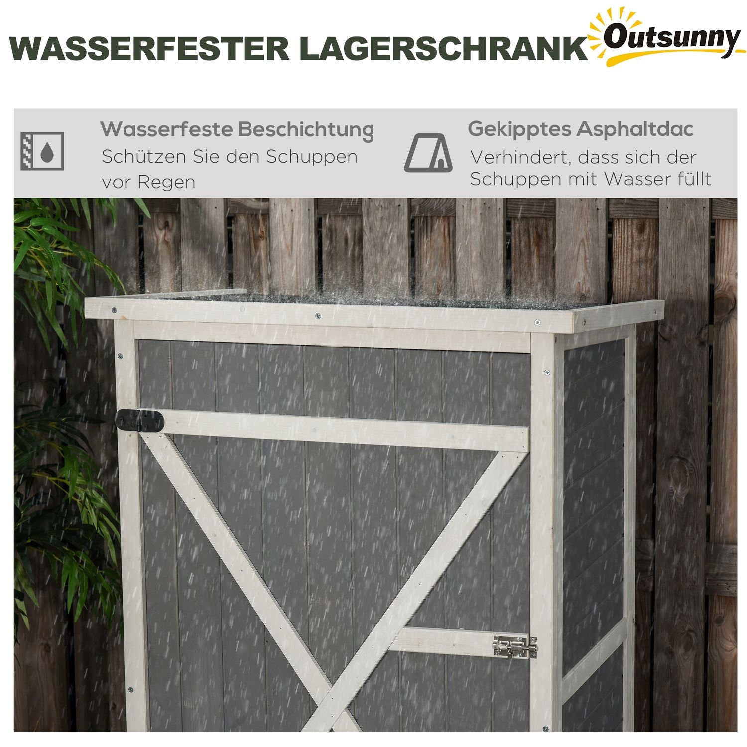 Verktygsförvaring för trädgårdsskjul, gran, 75x56x115cm, svart/grå/vit