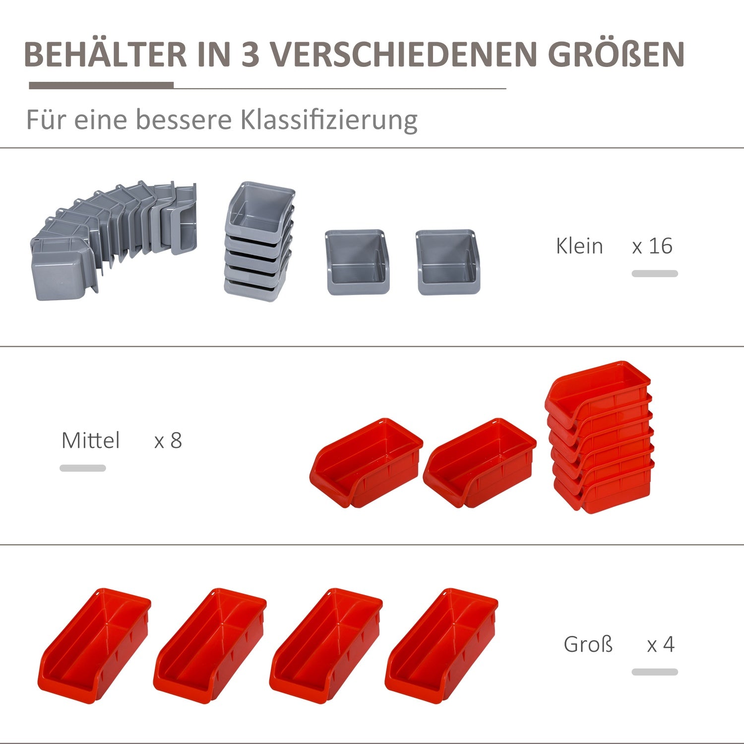 Verktygshållare för vägg, Röd/Grå, 63,5x22,5x95,5 cm