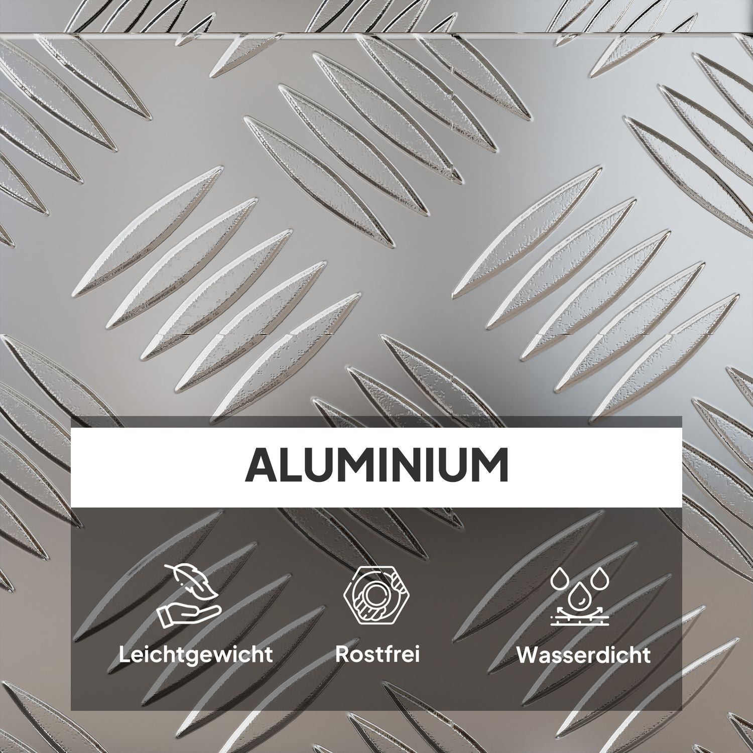 Verktygslåda i aluminium med lås, lätt, 50x15,5x20,5 cm
