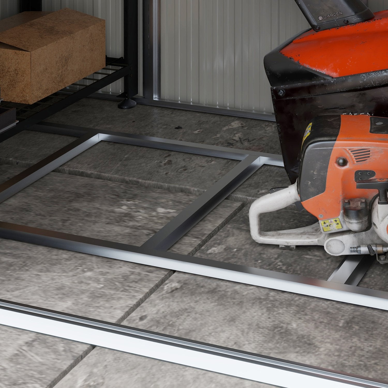 Verktygsskjul i stål med UV-skydd, skjutdörrar – mörkgrå