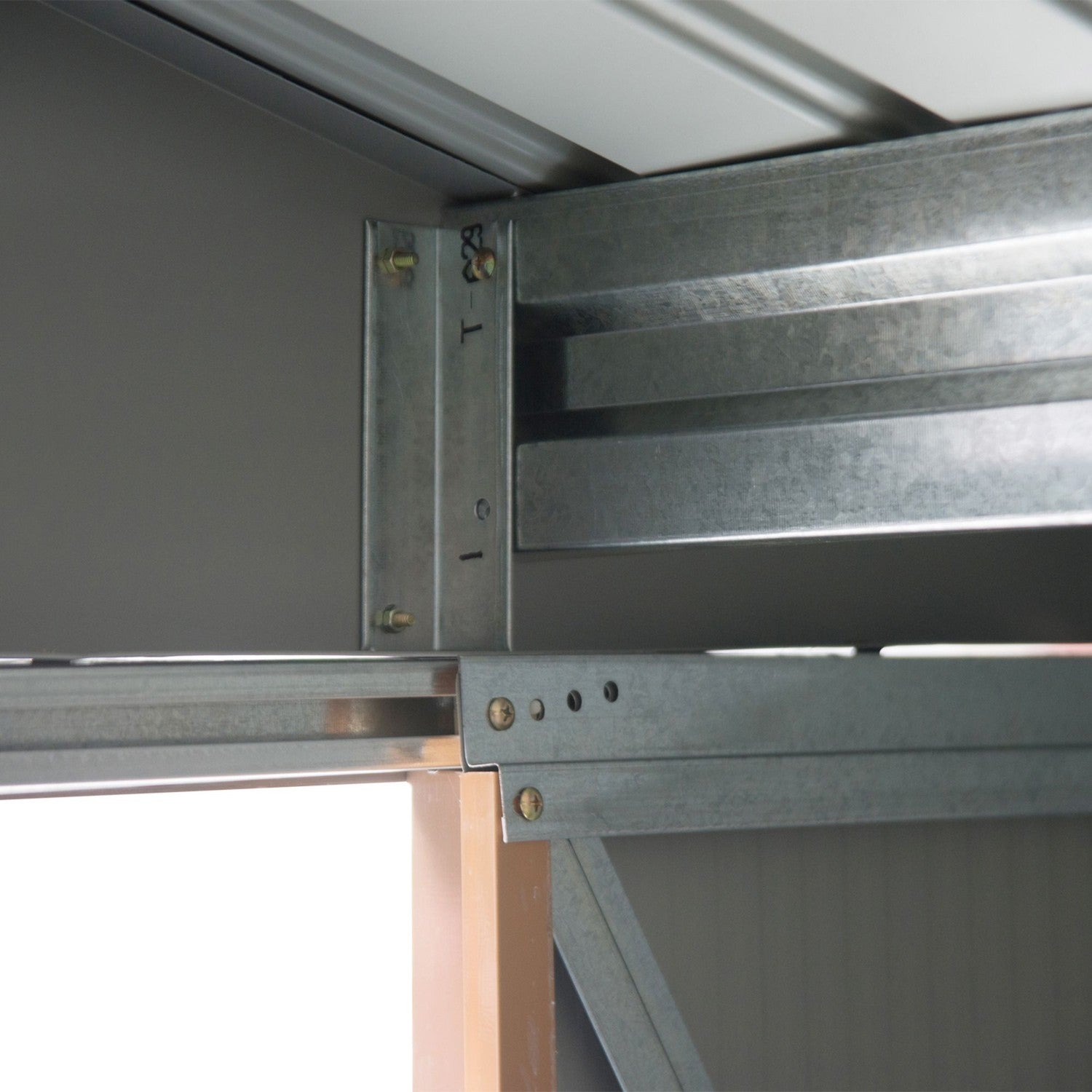 Verktygsskjul i stål med skjutdörrar och golv, 213x130x185 cm