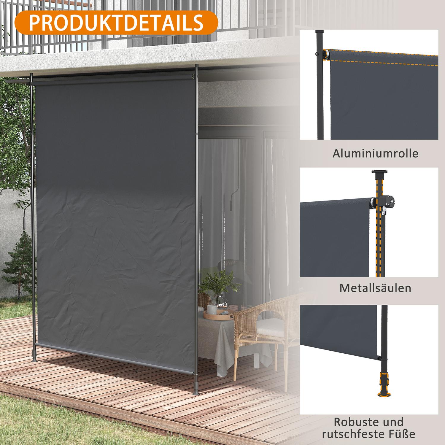 Vertikal Markis 200x292 cm, Justerbar Grå Aluminium