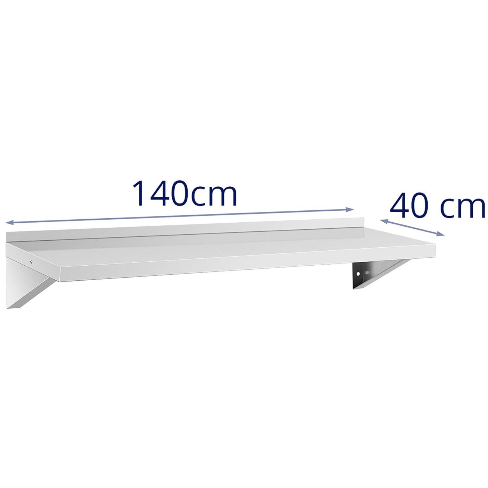 Vägghängd kökshylla av stål upp till 80 kg 120 x 40 cm