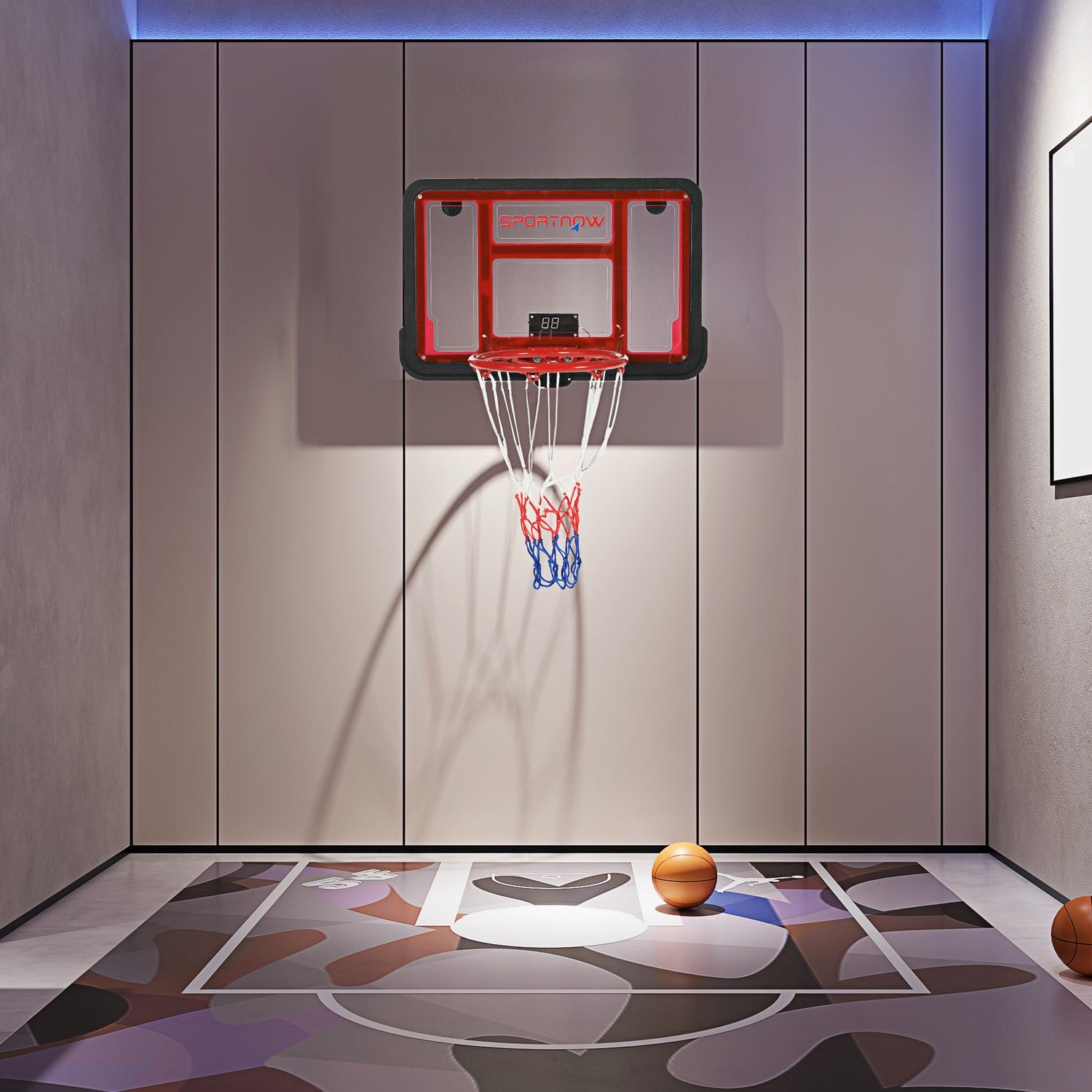 Väggmonterad baskettavla med elektronisk resultattavla