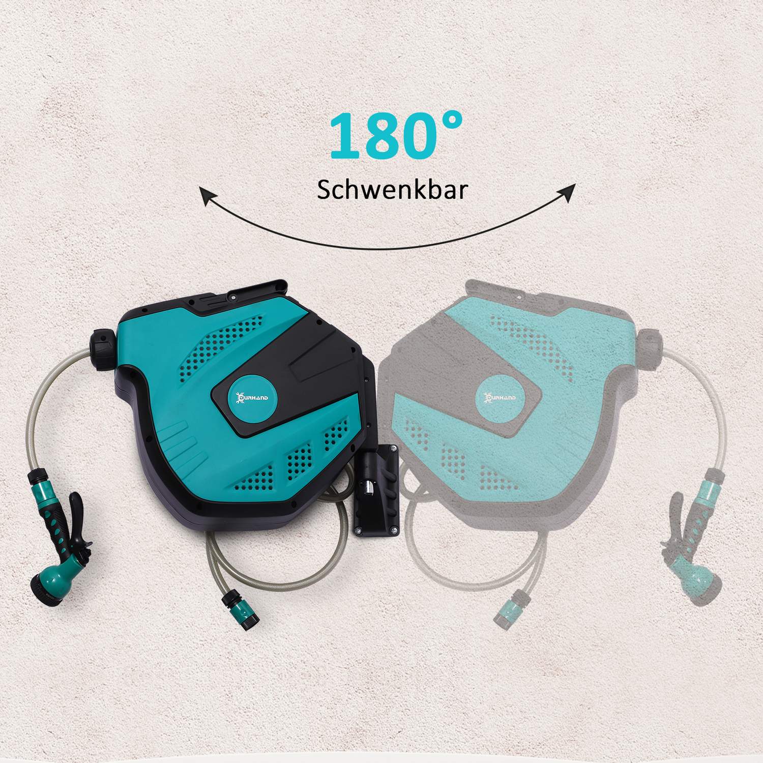 Väggslanglåda – 180° vridbar, frostsäker, 15 m slang