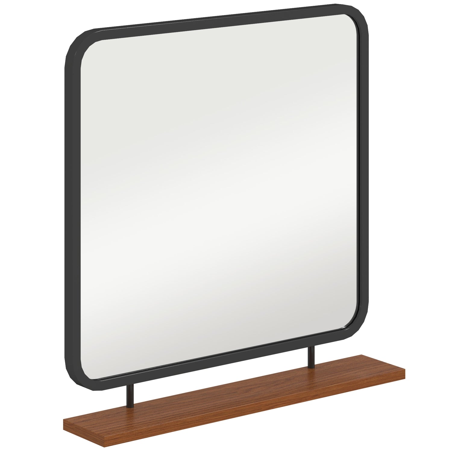 Svart rektangulär väggspegel med hylla – 55 x 55,5 cm