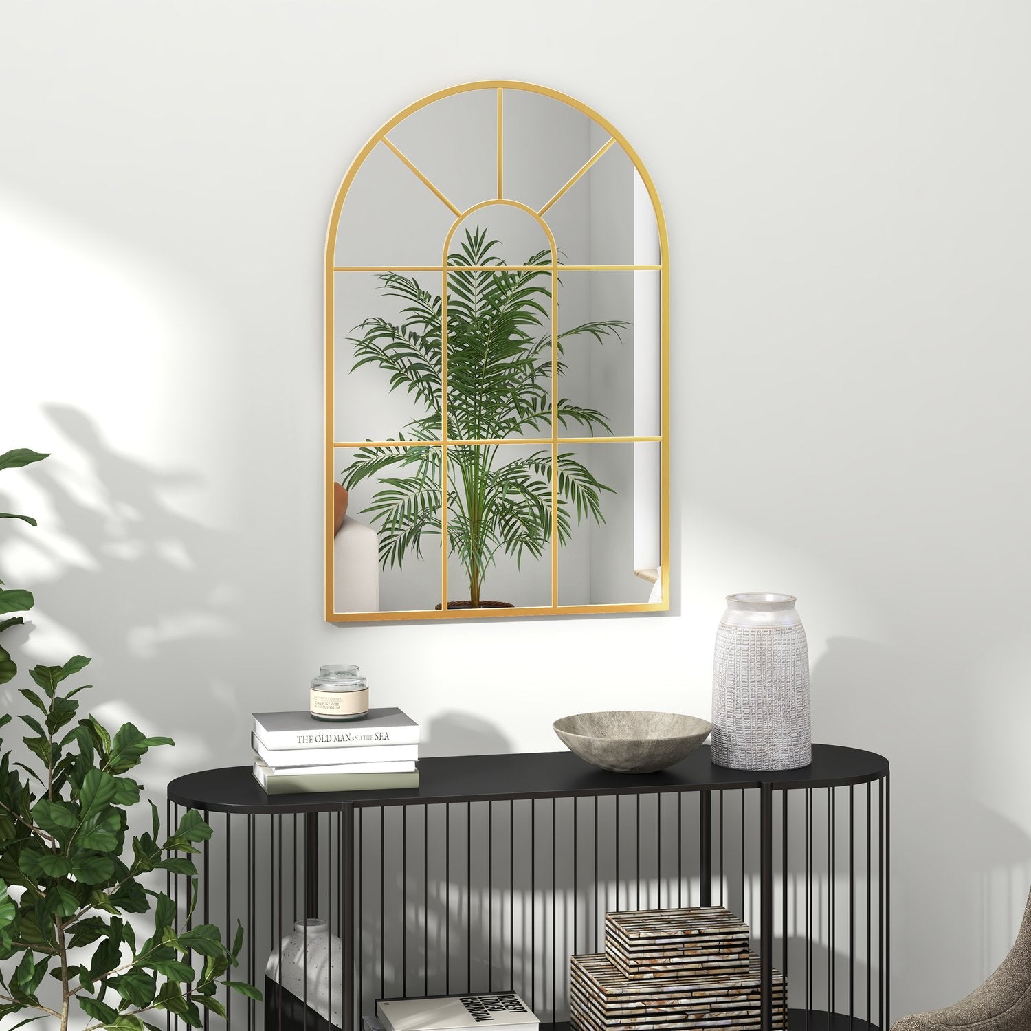 Guld dekorativ väggspegel – 91 x 60 cm, metallram