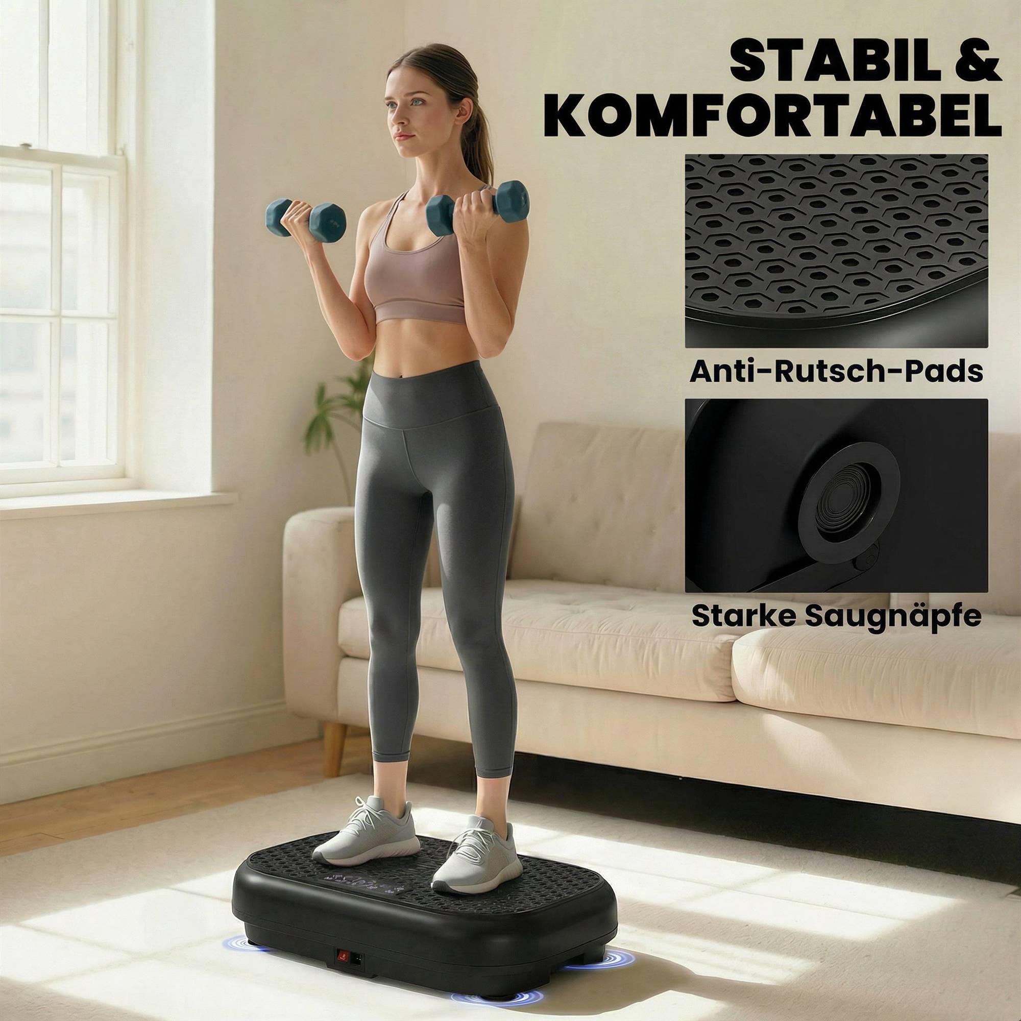 Vibrationsplatta med 120 nivåer, fjärrkontroll, LED-display, svart