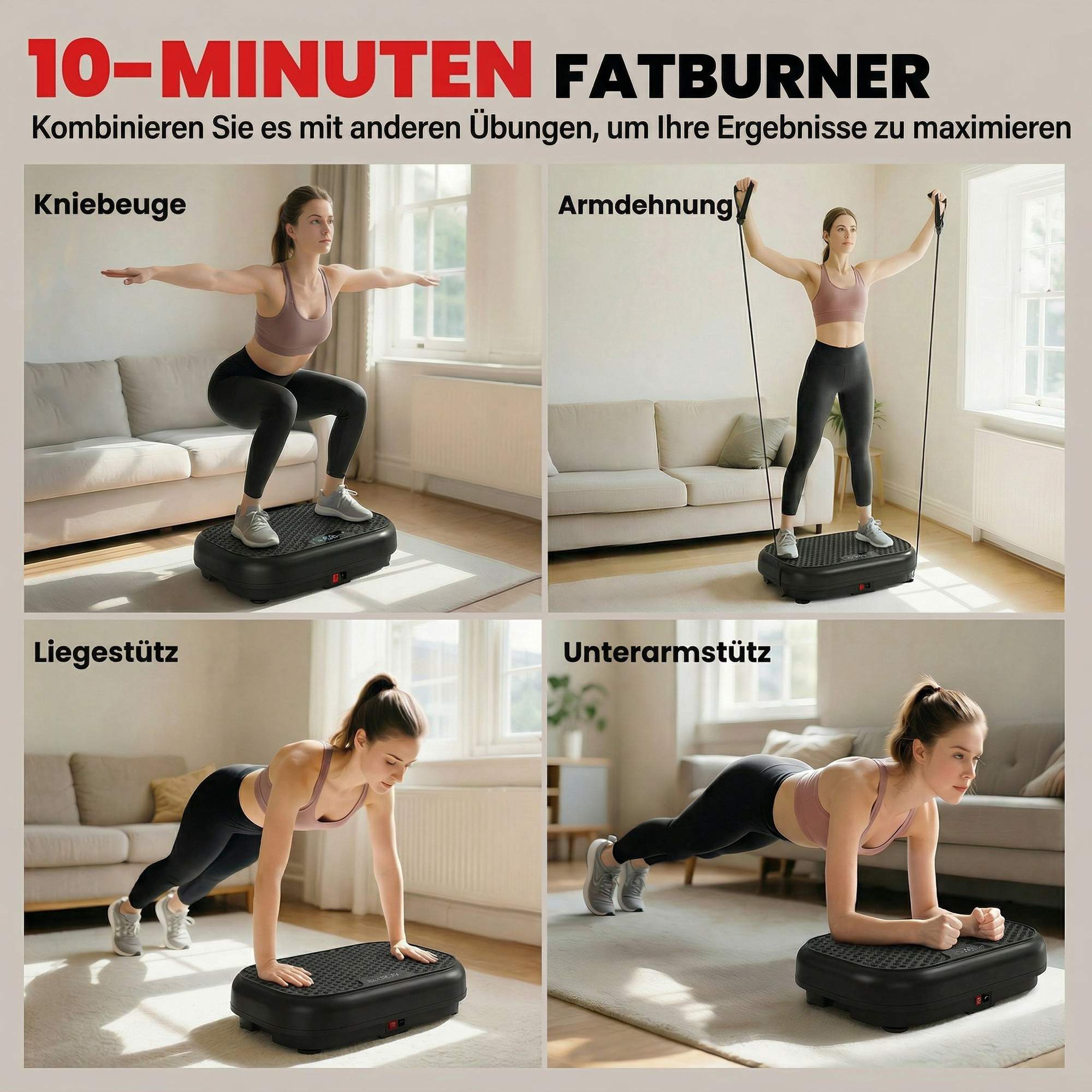 Vibrationsplatta med 120 nivåer, fjärrkontroll, LED-display, svart