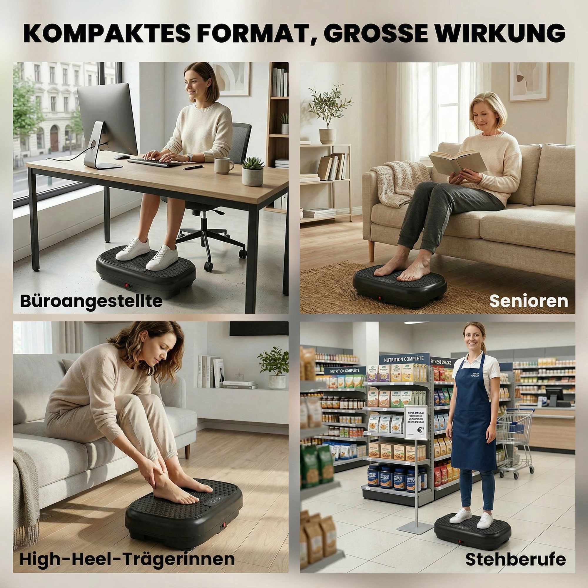 Vibrationsplatta med 120 nivåer, fjärrkontroll, LED-display, svart