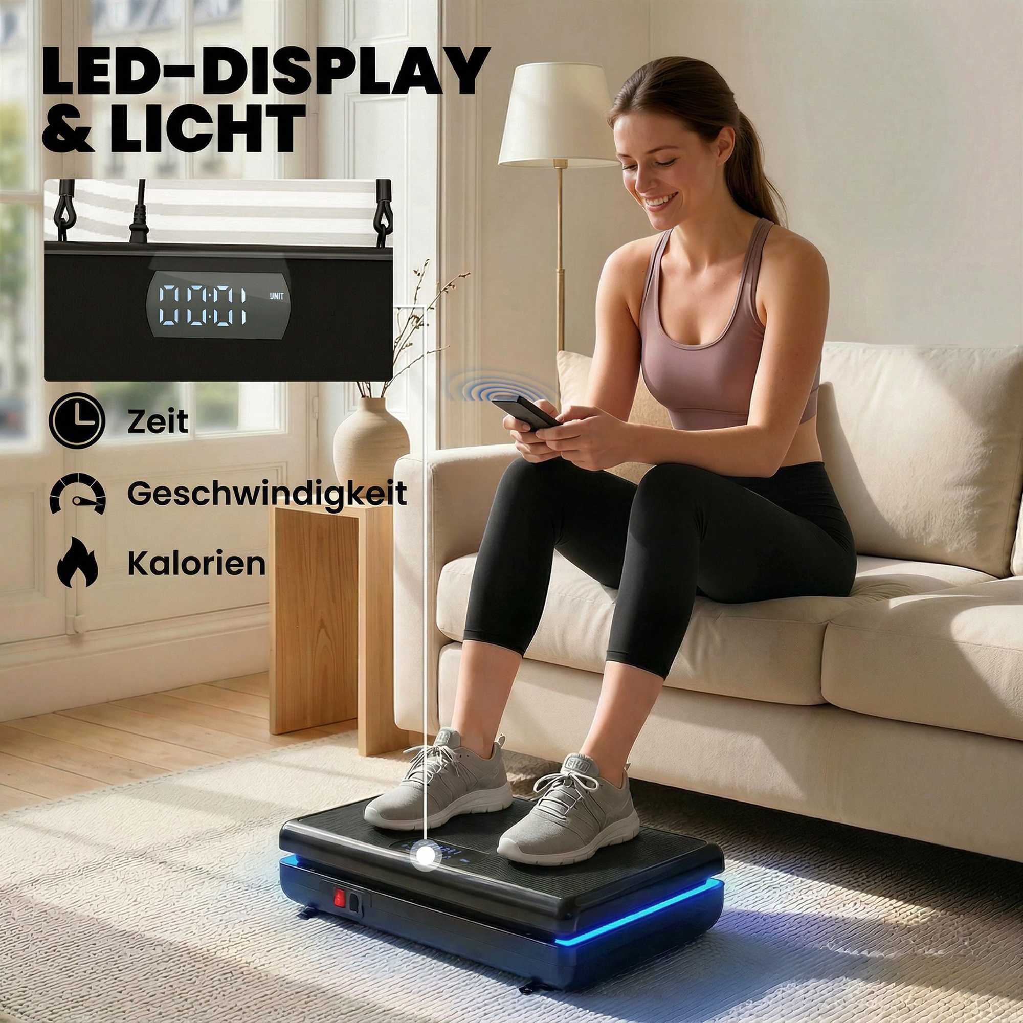 Vibrationsplatta med 120 nivåer, motståndsband, LED-display