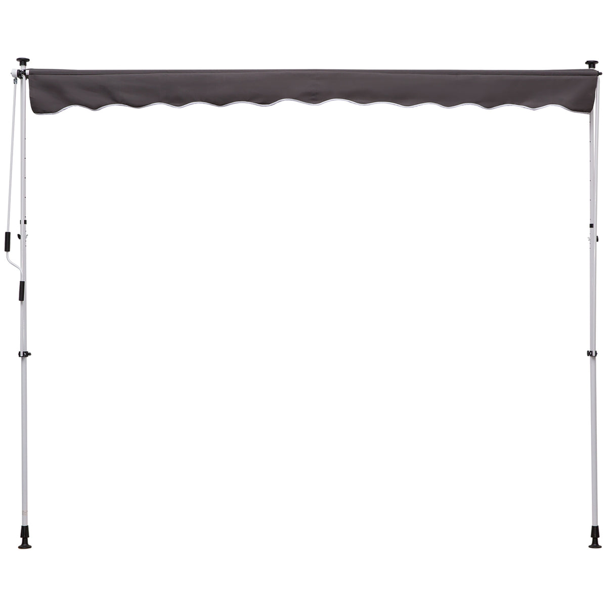 Leddarmmarkise i aluminium, håndsveiv, 300x150Cm grå