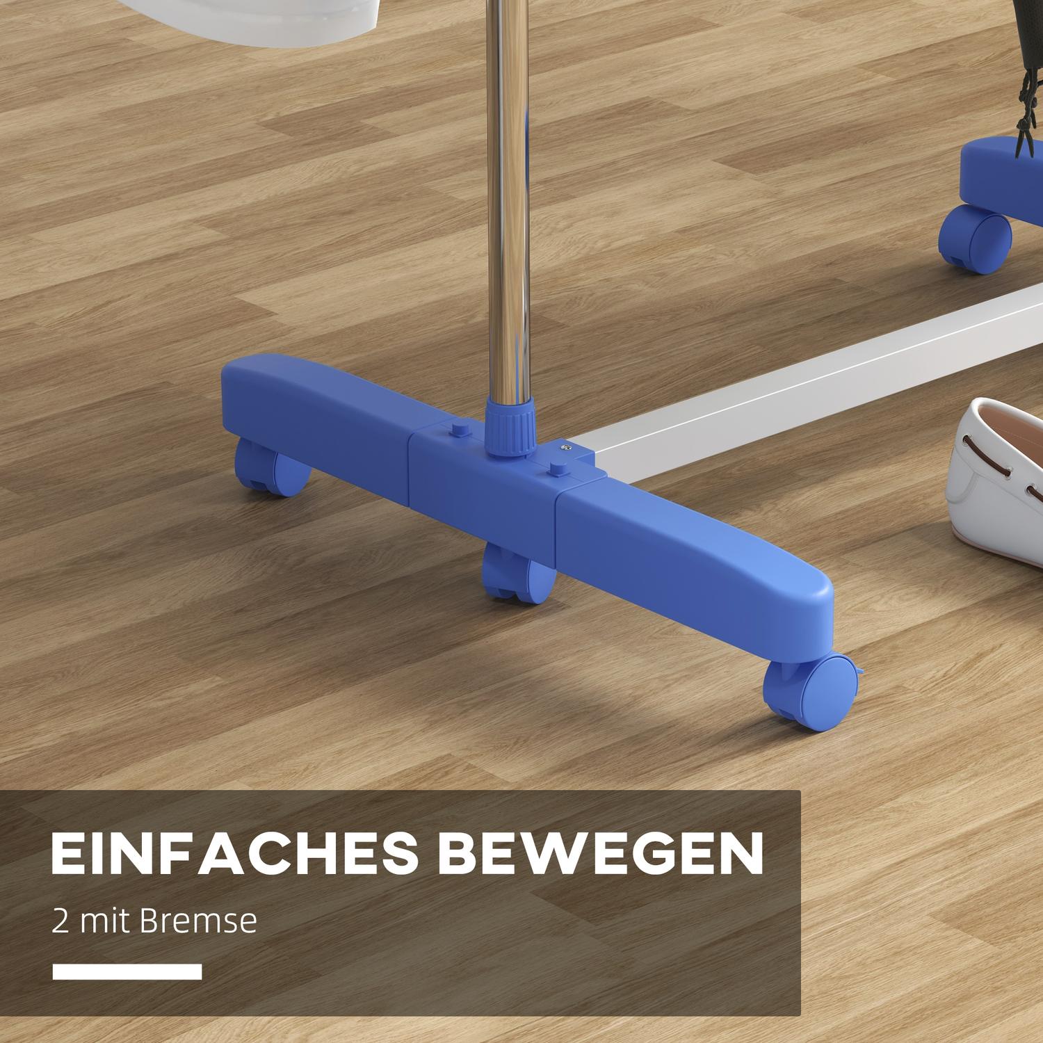 Vikbar 3-nivå torktumlare med hjul – stålblå