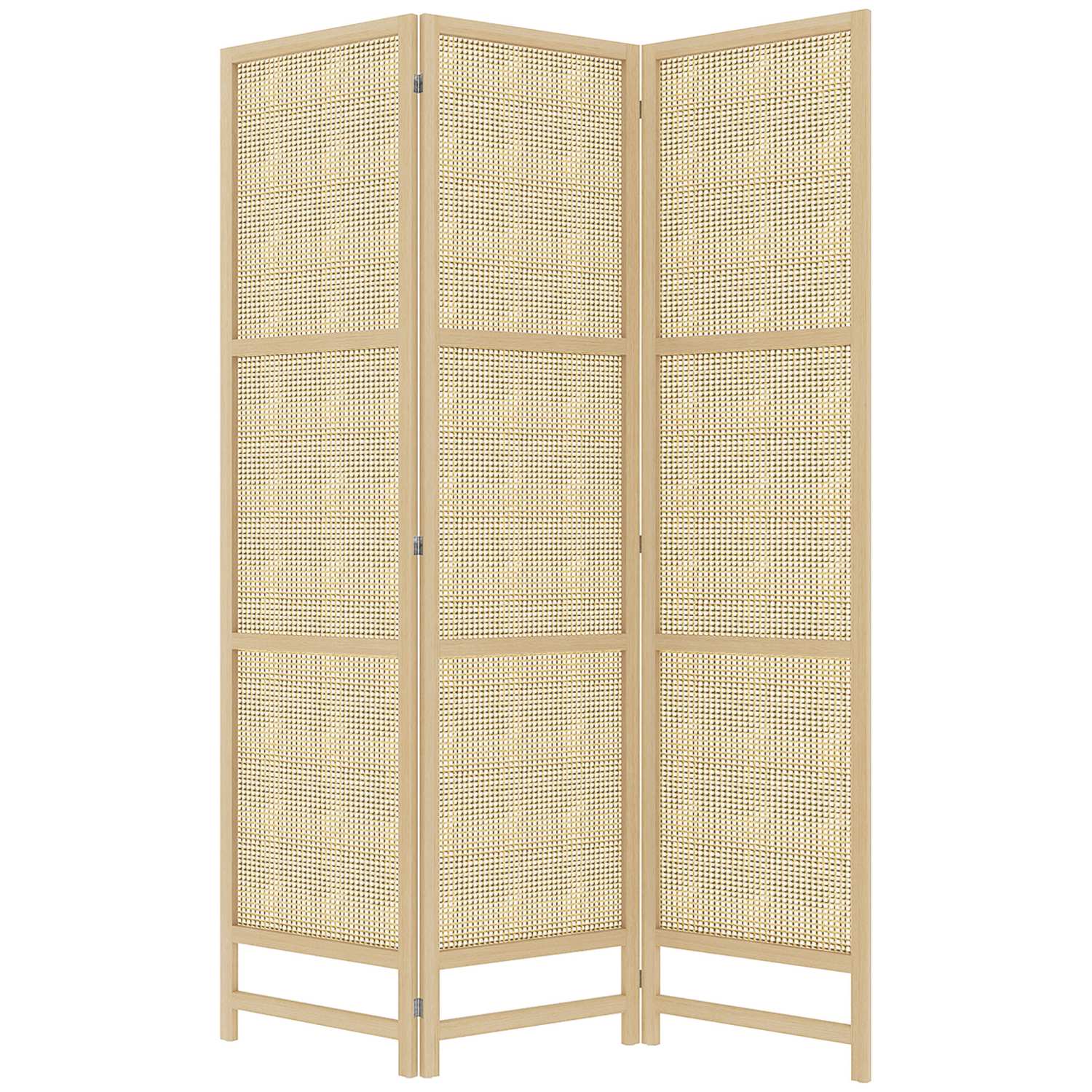 Vikbar 3-panels rumsavdelare i rotting – 135x180 cm Sekretessskärm