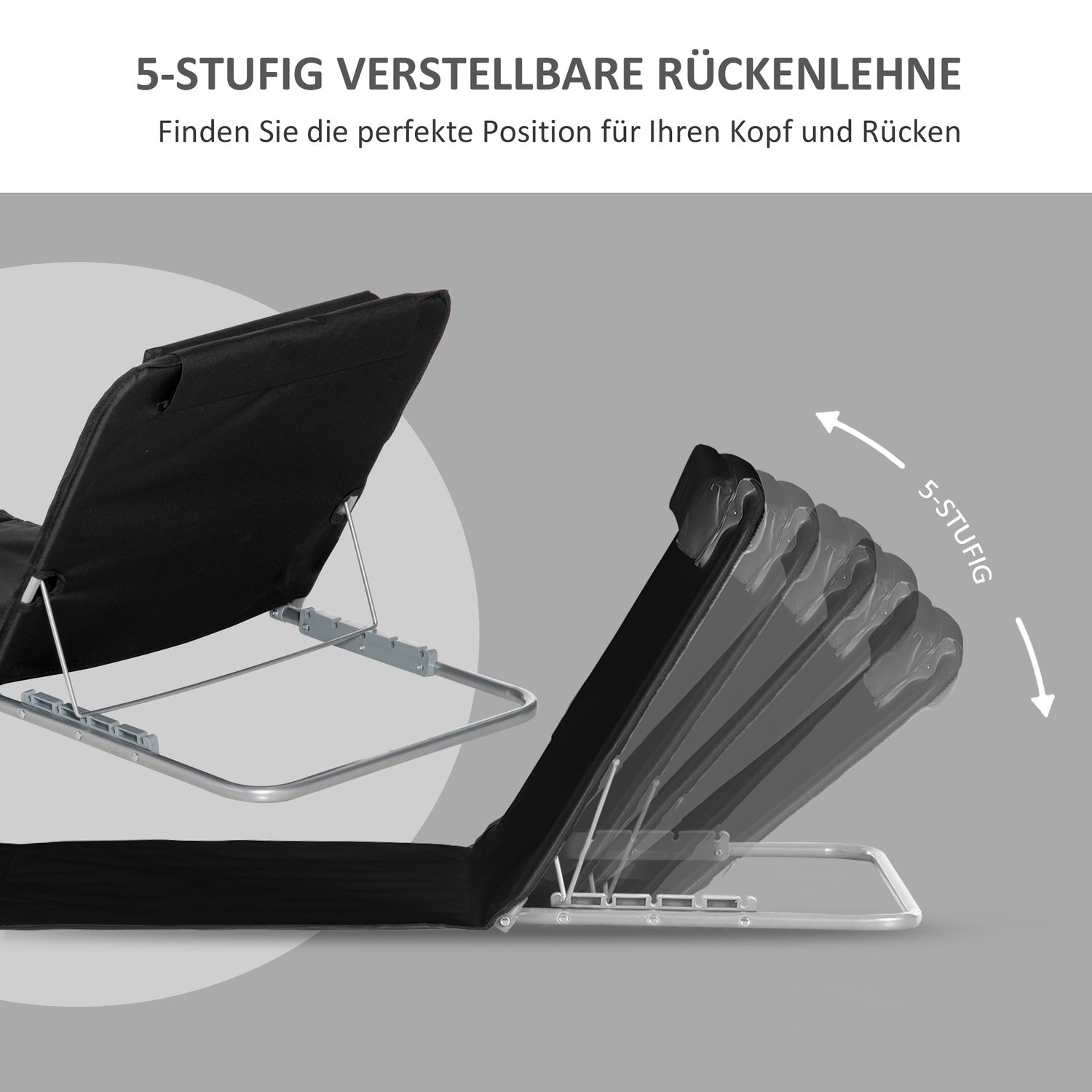 Vikbara strandmattor, set om 2 – höjdjusterbara solstolar