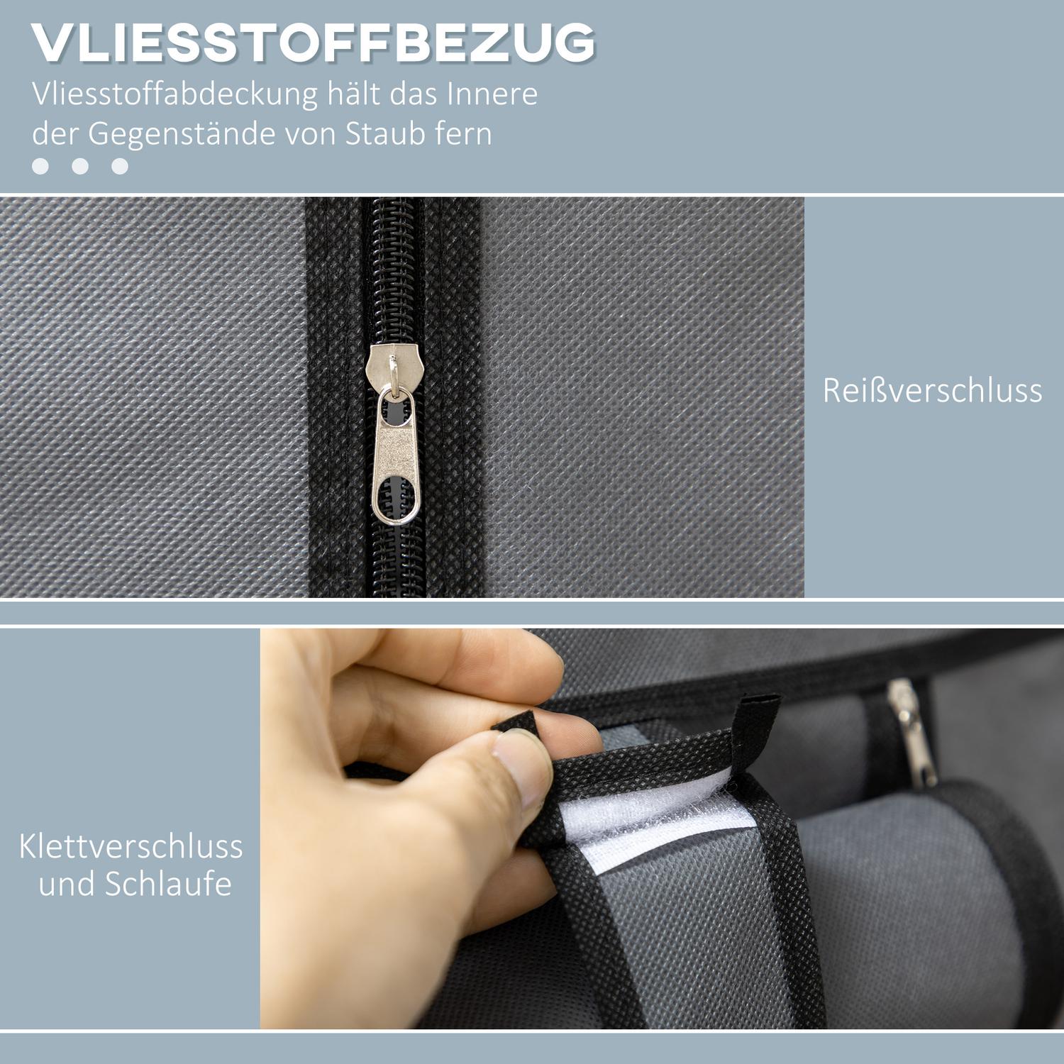 Vikbar garderob med skena & 6 fack, mörkgrå