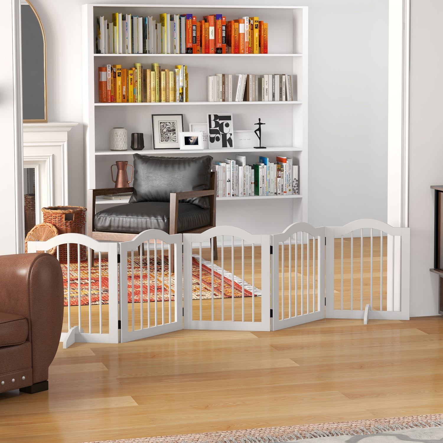 Vikbar hundgrind, 5-delad, 254,5x61 cm, fristående