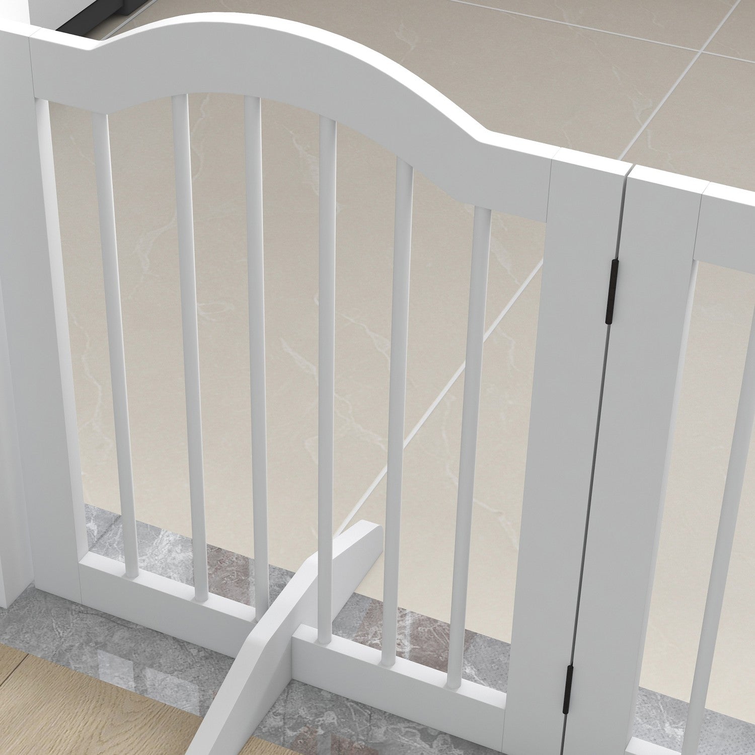 Vikbar hundgrind med dörr, fristående bom 203x61 cm