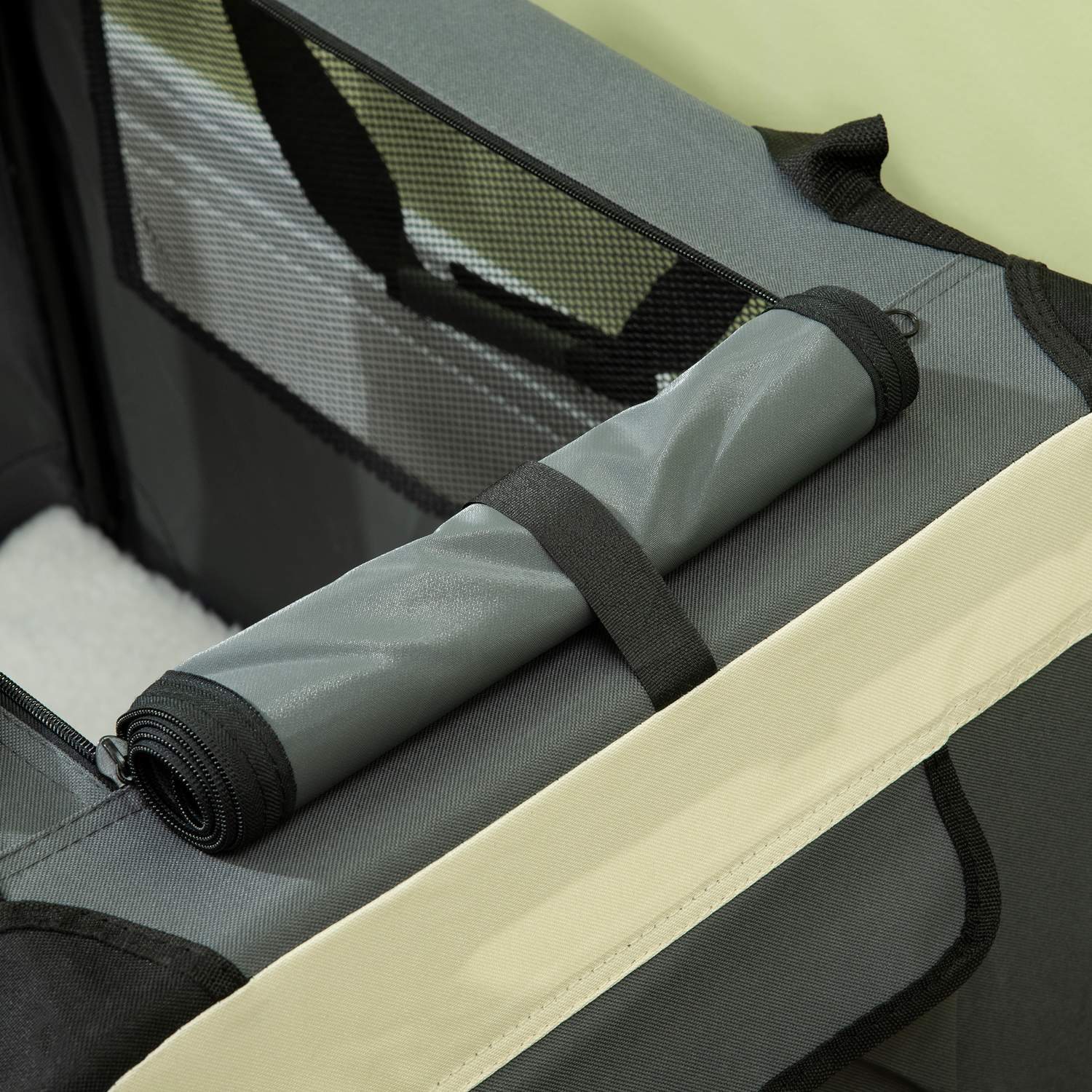 Vikbar hundtransportväska med kudde, grå/svart