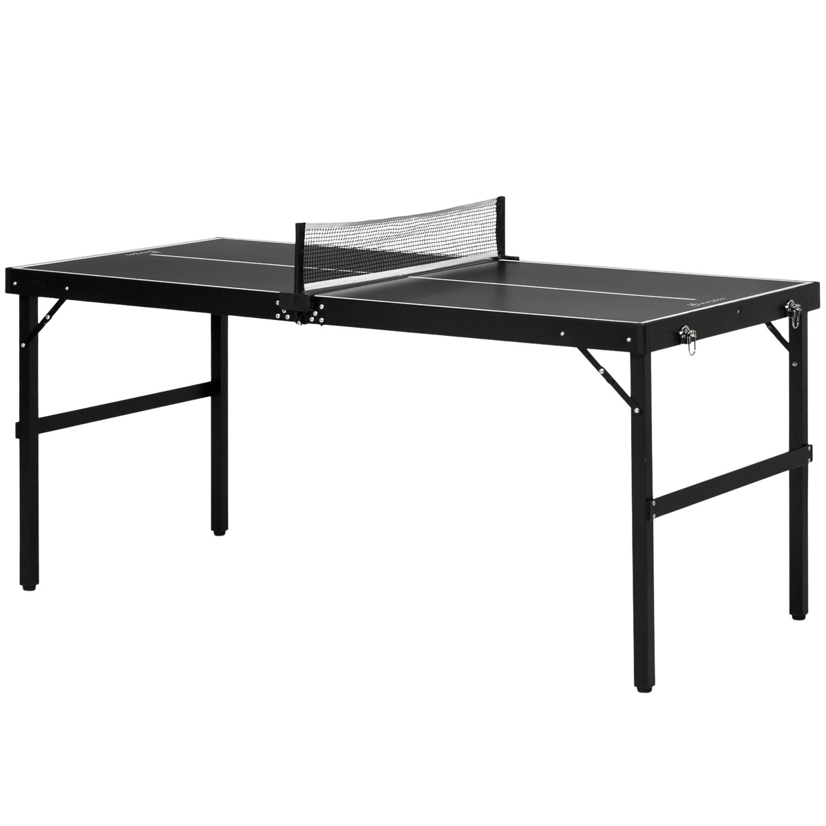 Vikbart minibordtennisset med nät – svart aluminium