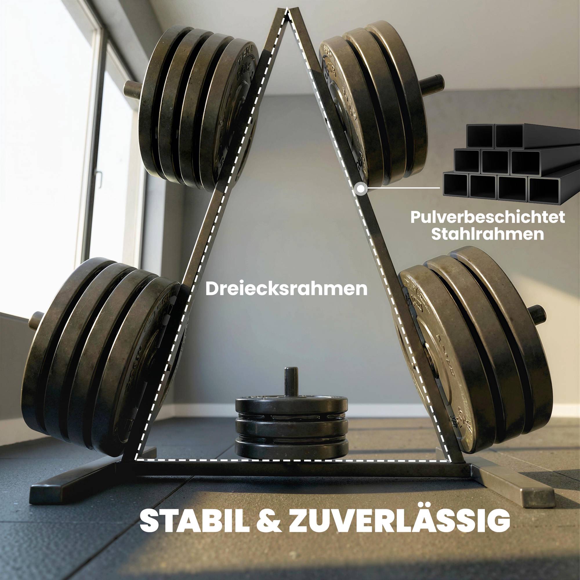 Viktskivsställ för 2,5 cm skivor, 200 kg kapacitet