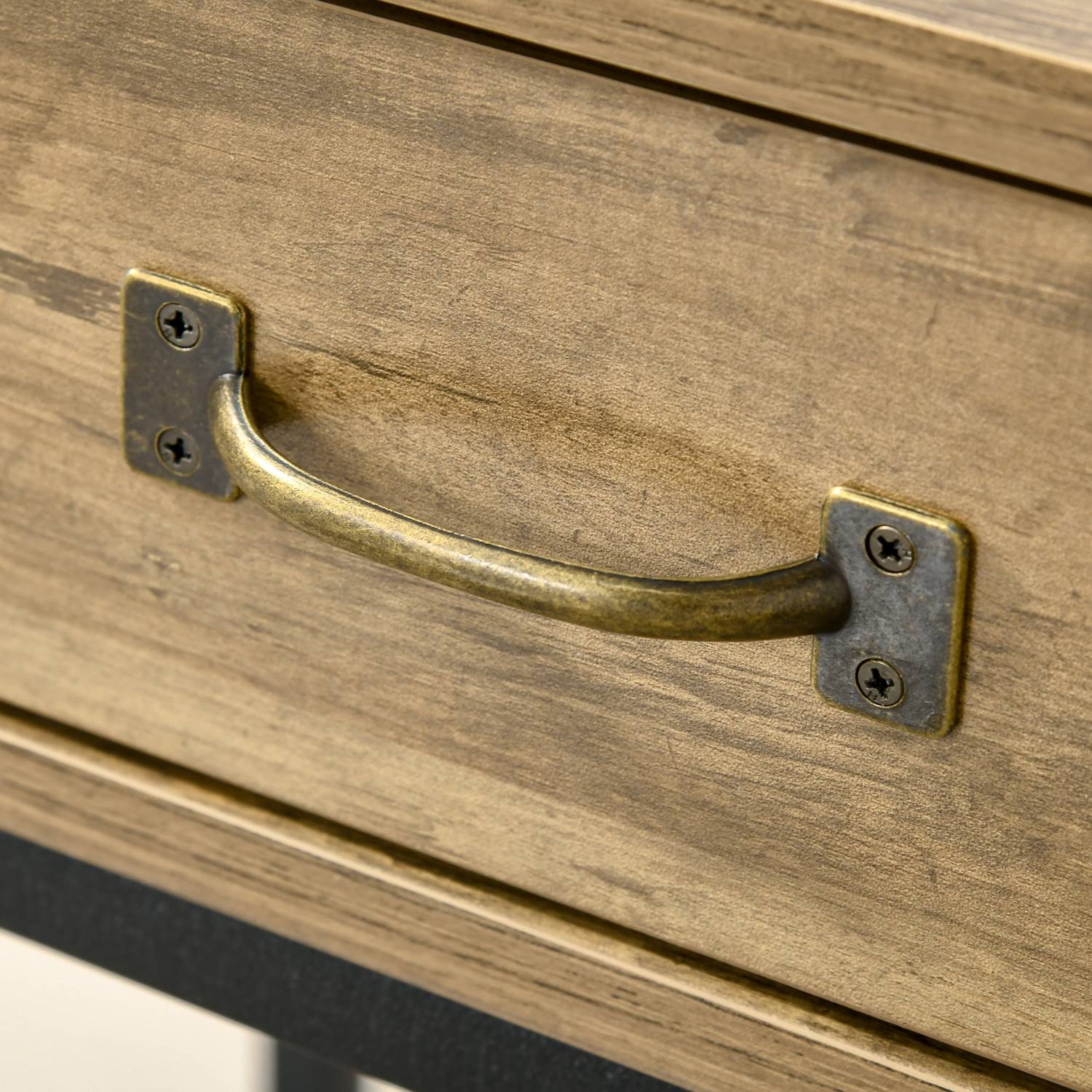 Vintage brunt konsolbord, 2 lådor & bottenhylla