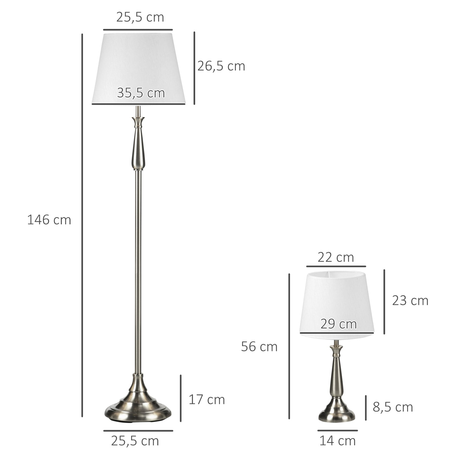 Vintage lampset med 3 – 2 bord, 1 våning, E27 bas