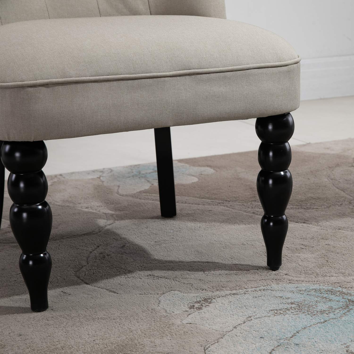 Vintage stoppad vilstol, träram, linneöverdrag