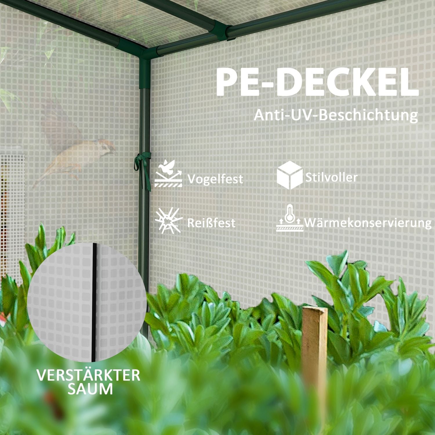 Vintertätt Stålväxthus med rulldörr, UV-skydd 200x76x170cm