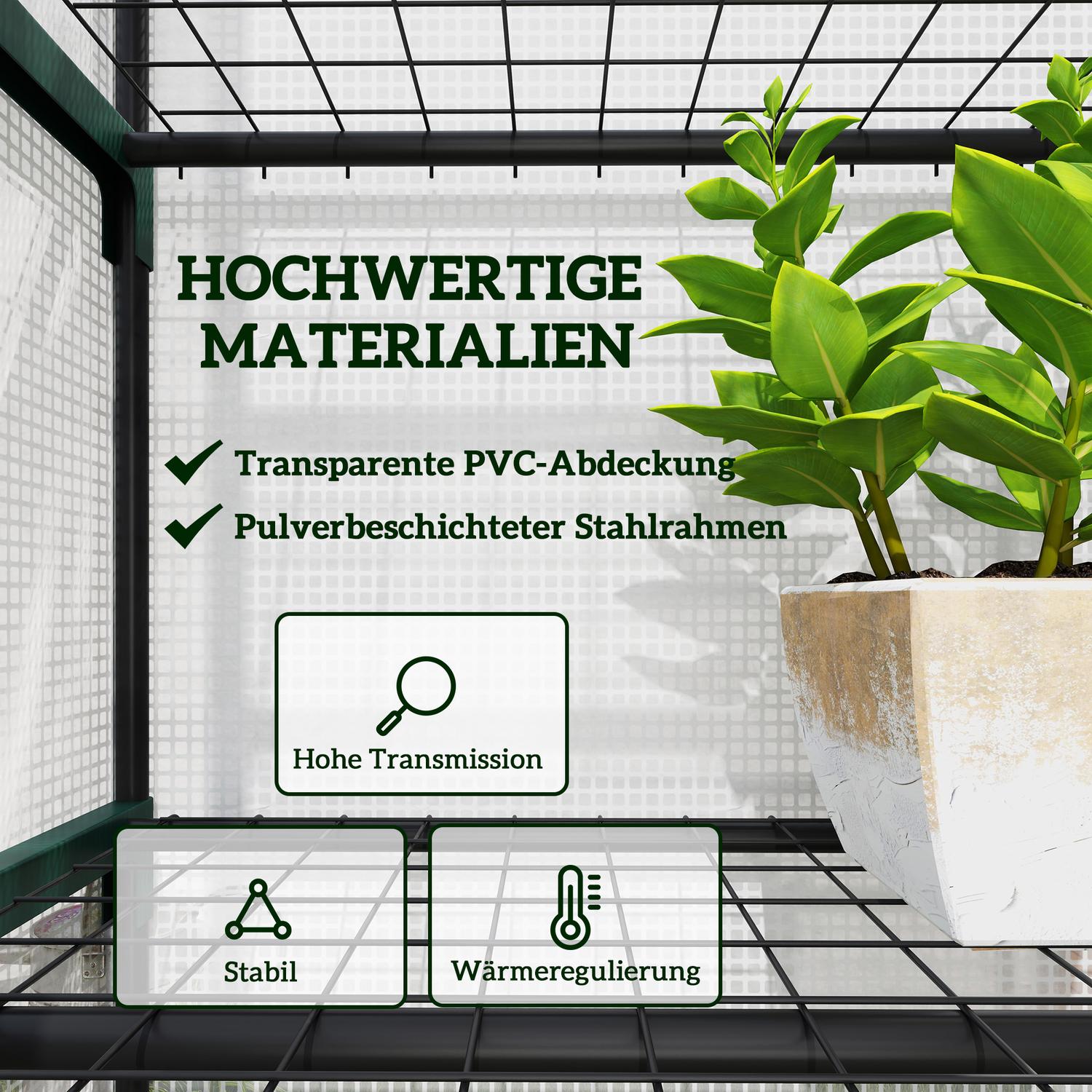 Vintertätt växthus i stål med hyllor för balkong, 69x49x193 cm