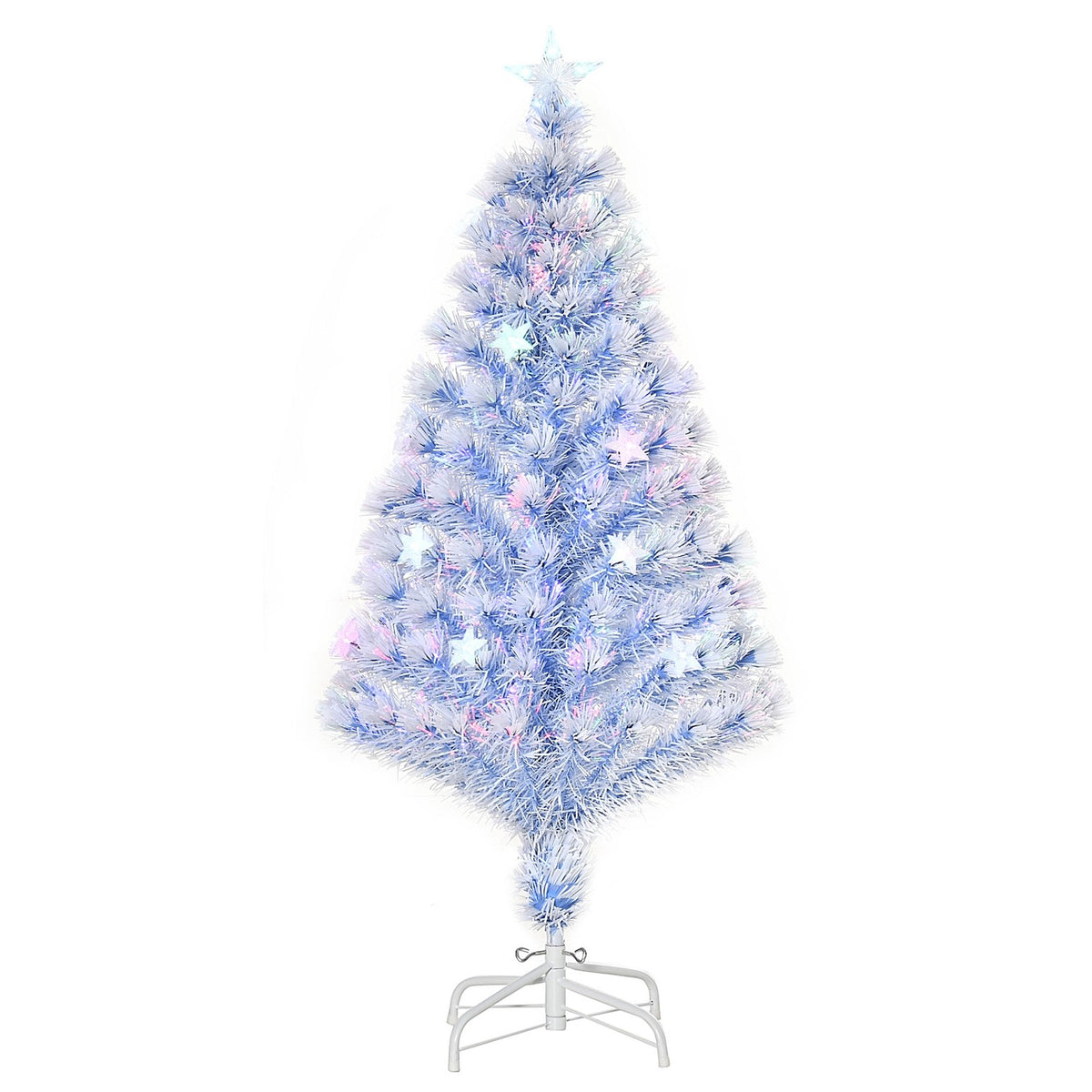 Vit & Blå Julgran, 120 cm, PVC med 3 LED-ljus