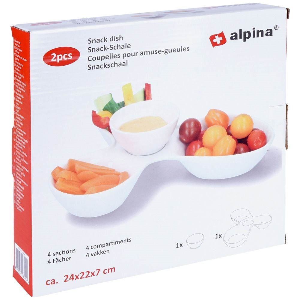 Vit Keramikskål för Snacks med Tre Storlekar och Avtagbar Del