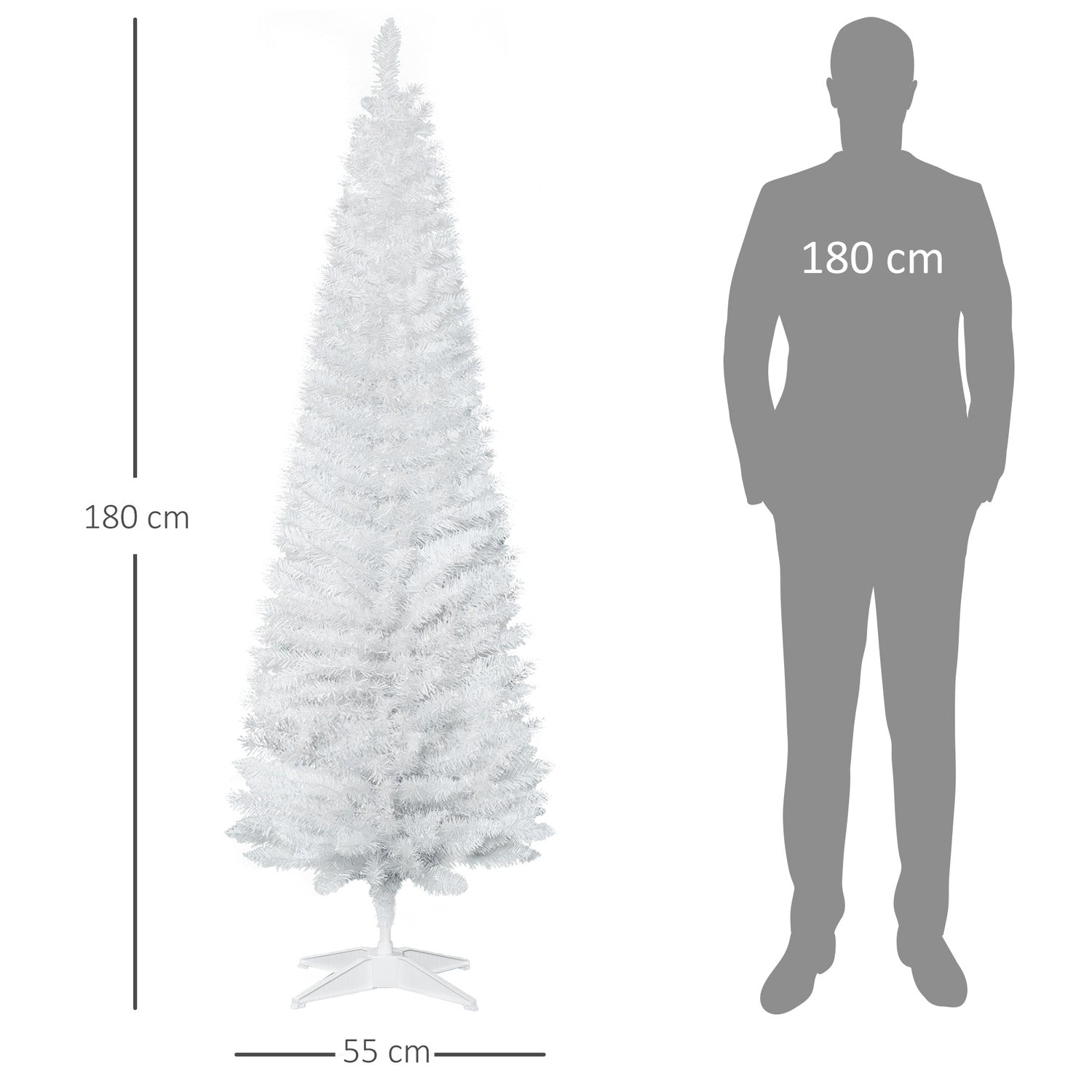 Vit julgran med stativ, 390 spetsar, 180 cm