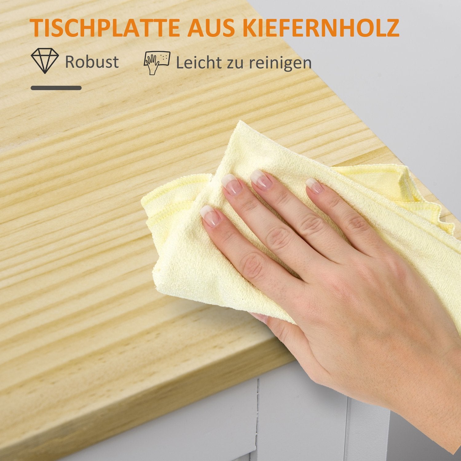 Vit köksvagn, 3-lådor 3-vånings förvaring med bänkskiva