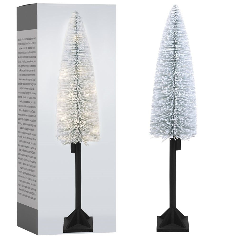 Vit konstgjord julgran 120 cm med 25 LED-lampor och snöeffekt