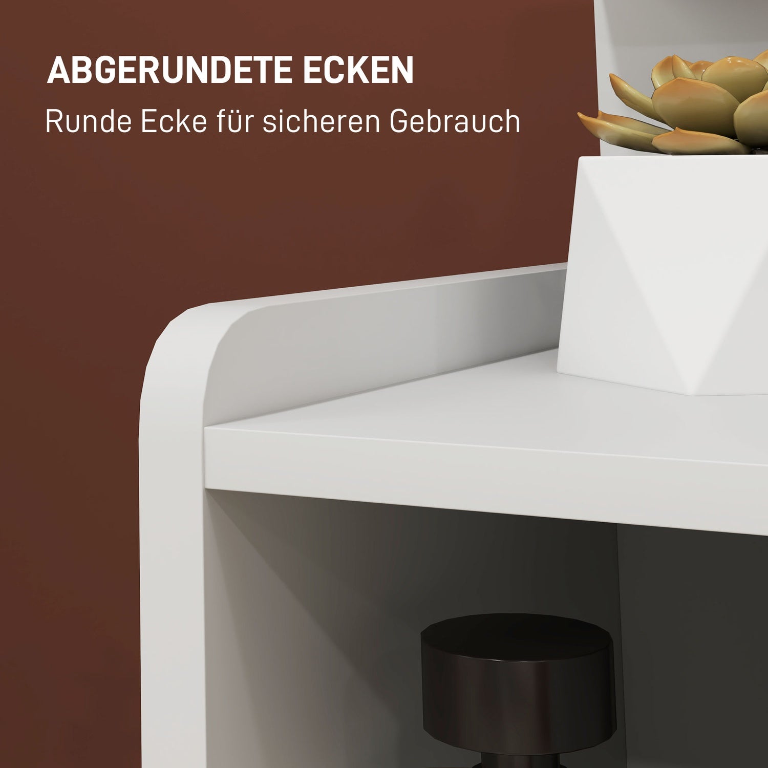 Vit sängbord, 2 lådor & öppen hylla, 40x30x60 cm