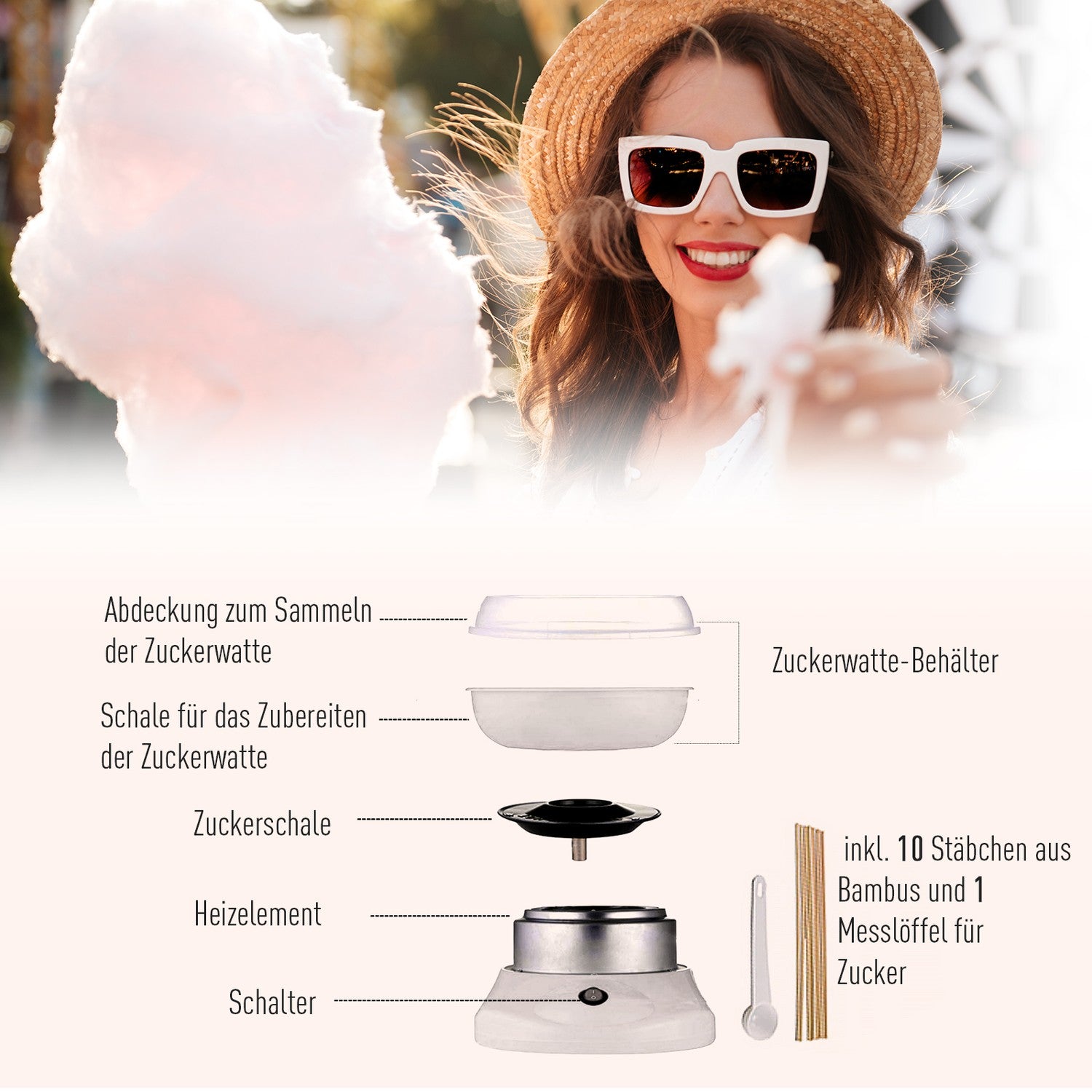 Vit sockervaddsmaskin – lätt att använda för fester