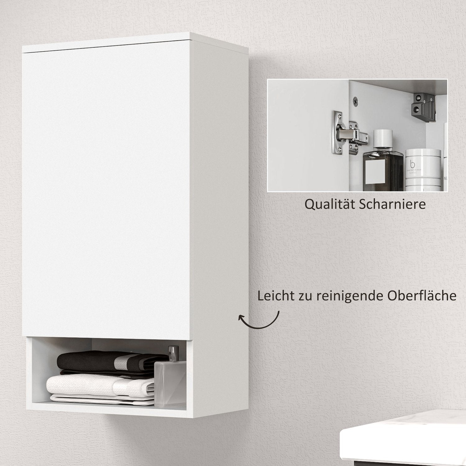 Vitt väggskåp med justerbara hyllor och dörrar