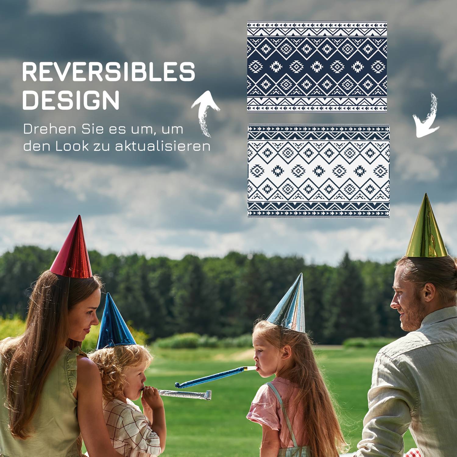 Vändbar utomhusmatta – Vattenavvisande, 182x274Cm