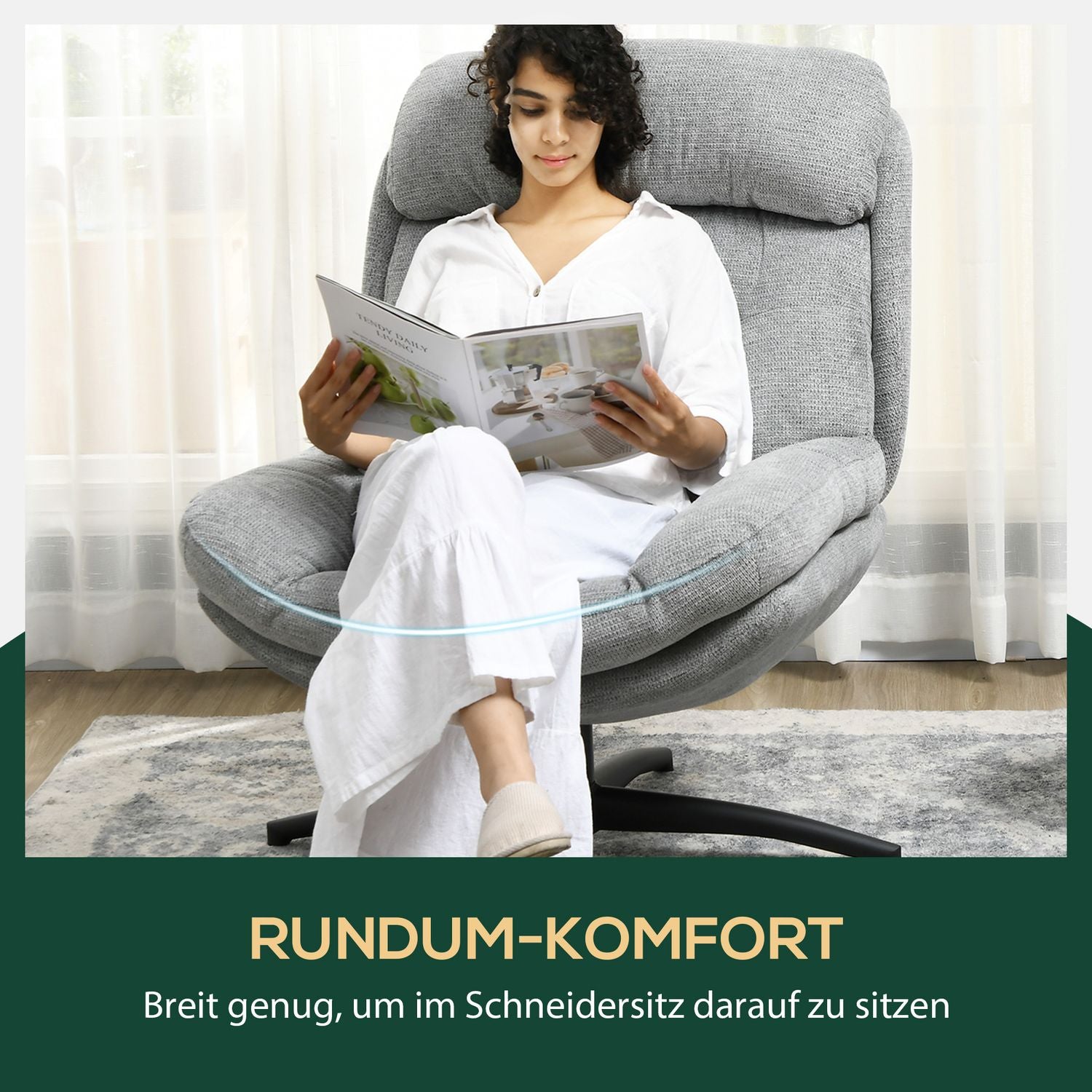 Loungestol med vattenavvisande chenille, vadderat armstöd