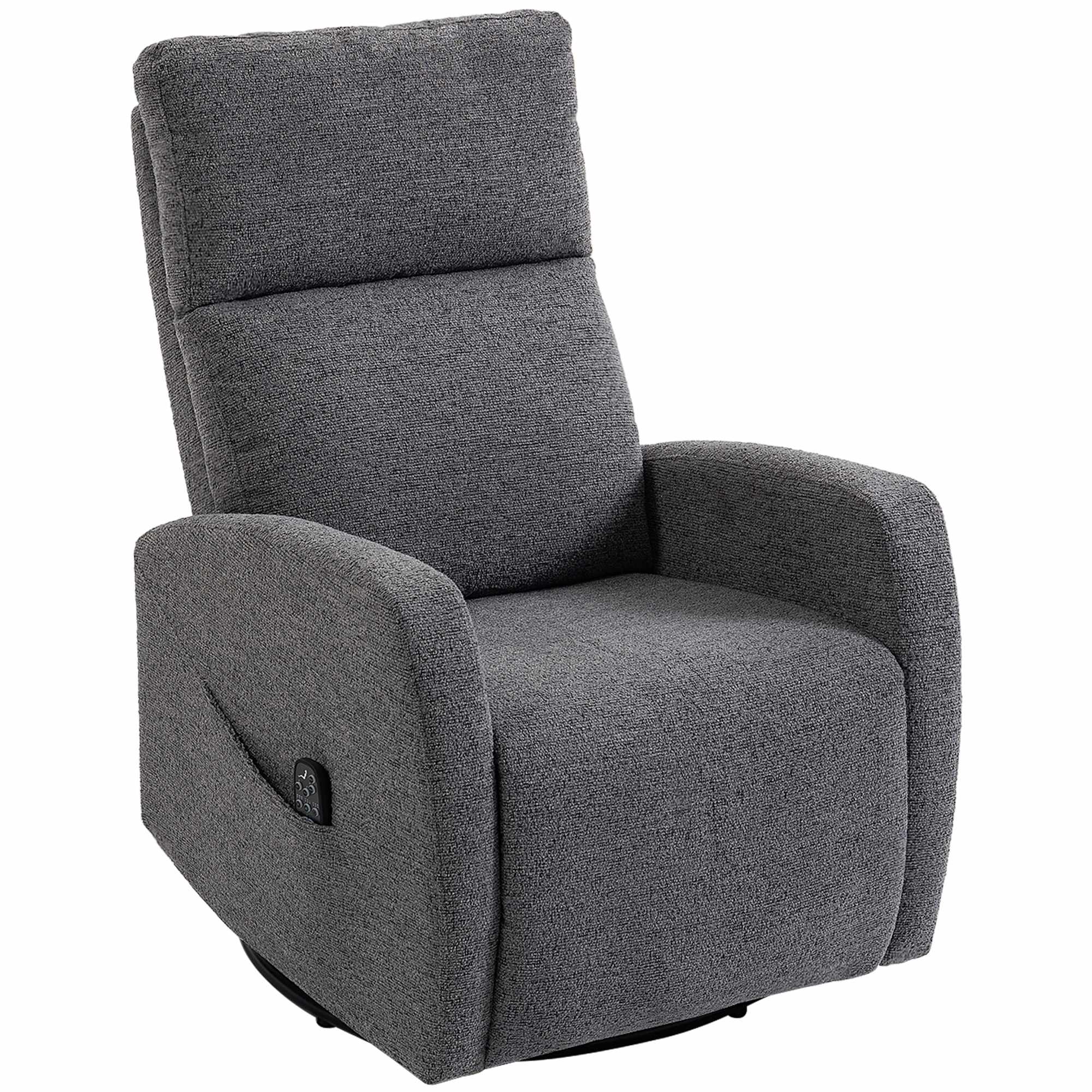 Vridbar massagefåtölj med värme, gungstol, mörkgrå