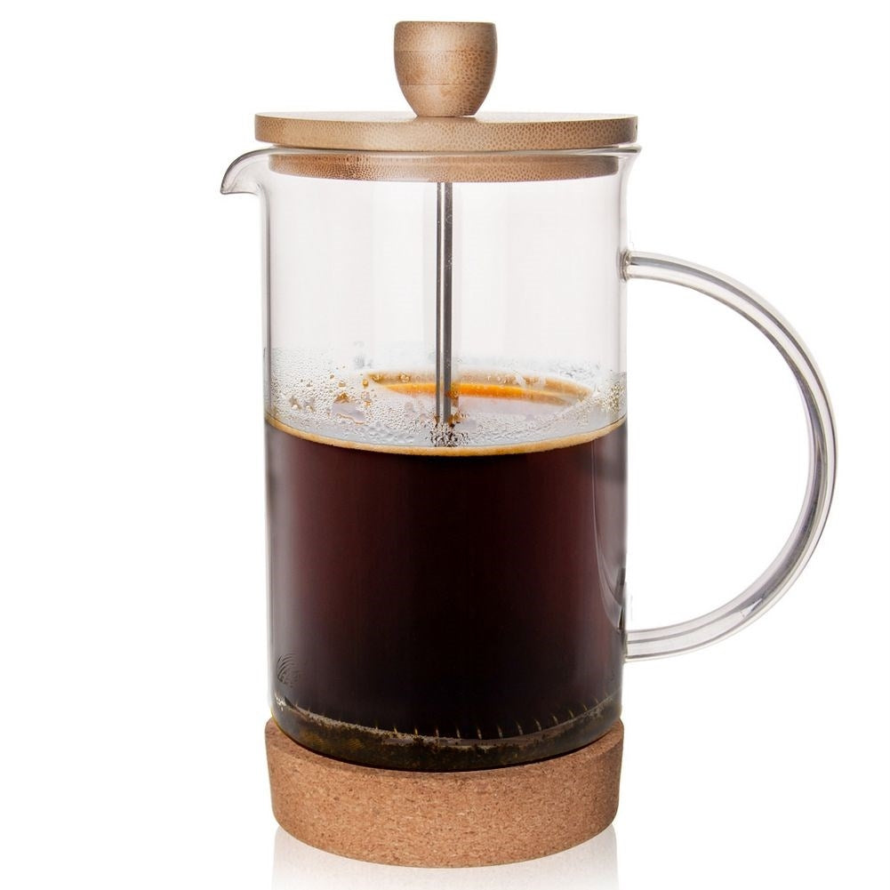 Värmetålig kaffepresskanna med stålkolv för kaffe och te