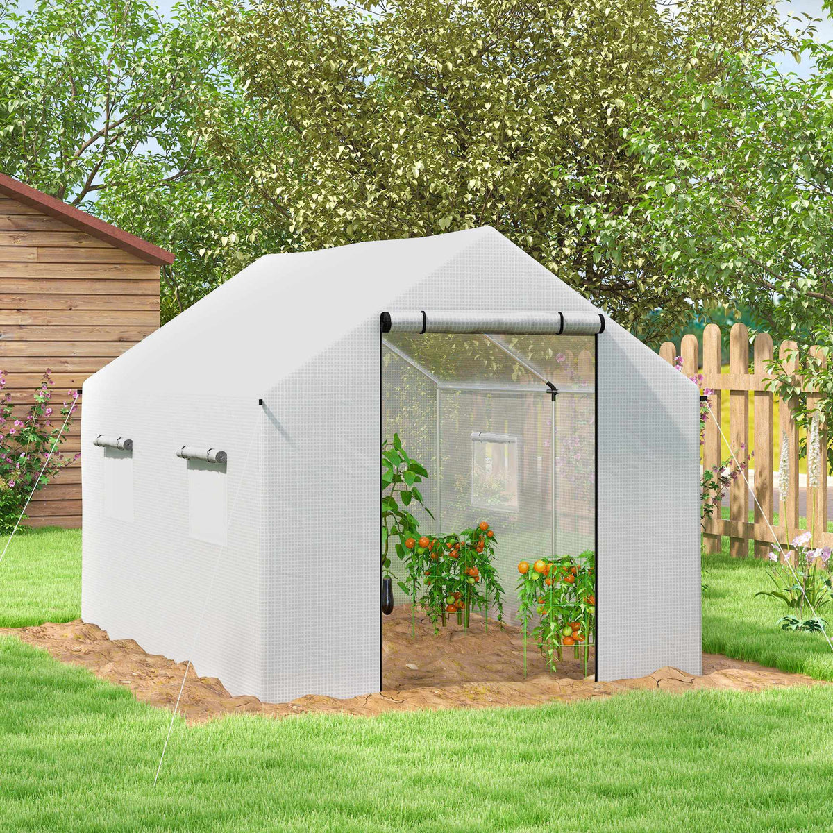 Drivhus 3x2x2 m med UV-bestandig duk, nettingvindu