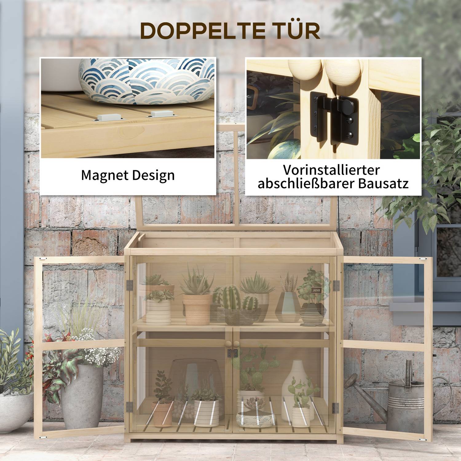 Växthus med 2-vånings kall ram i trä med takfönster