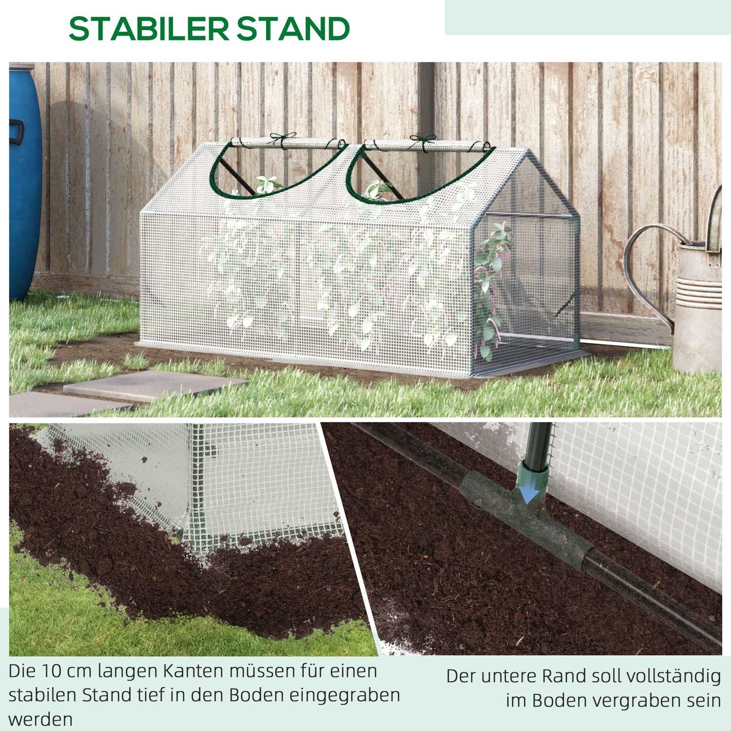 Växthus med fönster – 120x60x60 cm, Vit PE Kallram