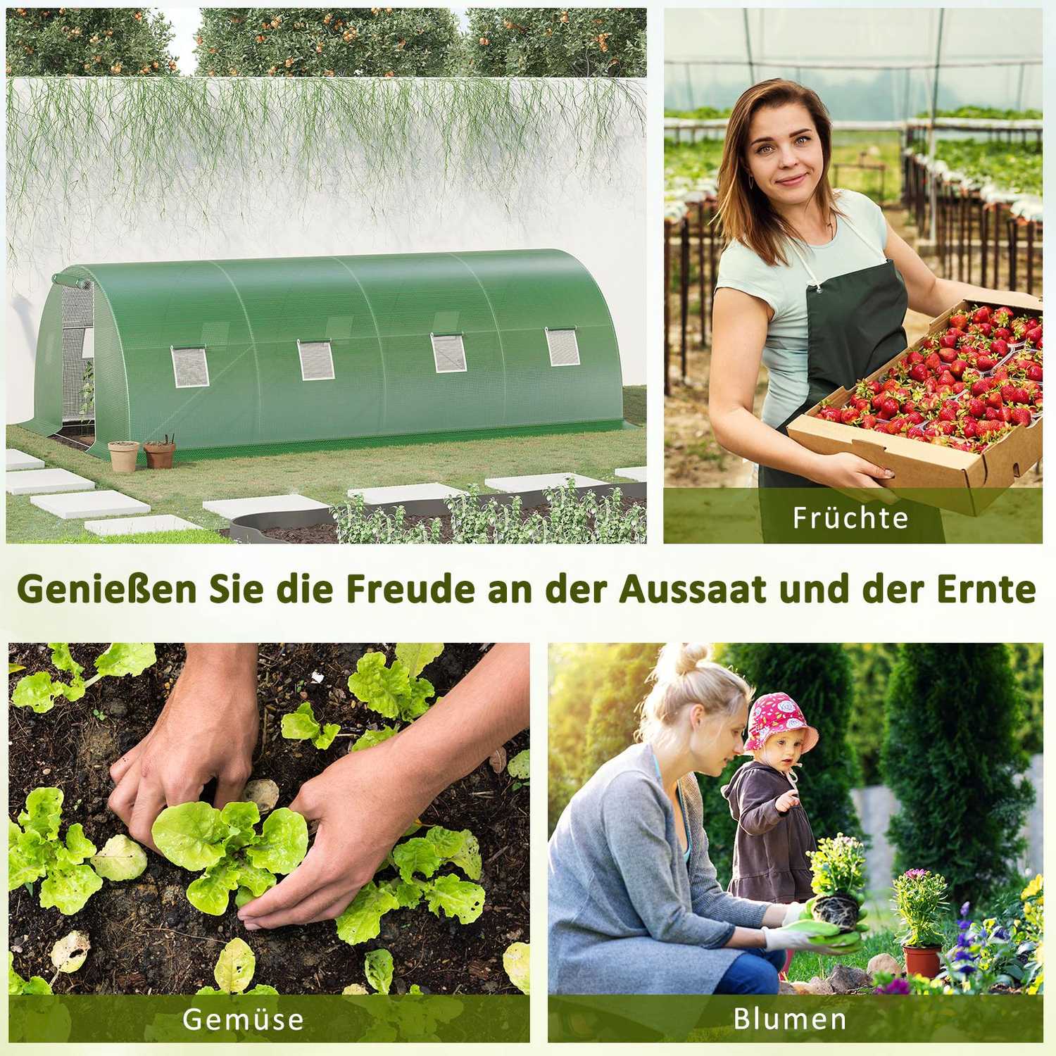 Walk-In Film Växthus 6x3m, Frostskydd, Stålstomme