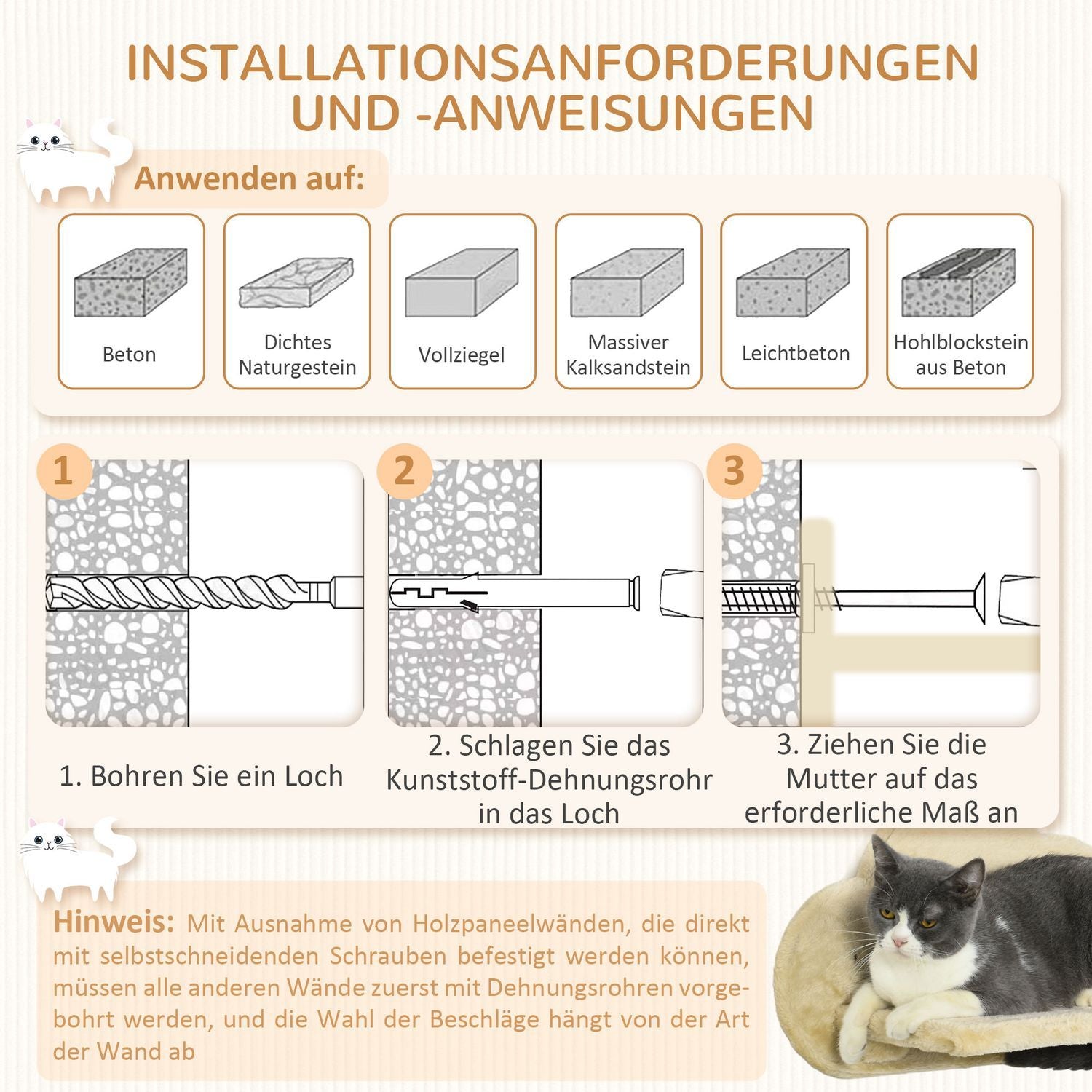 Cat Klättervägg 5-Delat Set Med Trappor, 2 Skrapstolpar, Plattformar, Hängmatta, Plysch